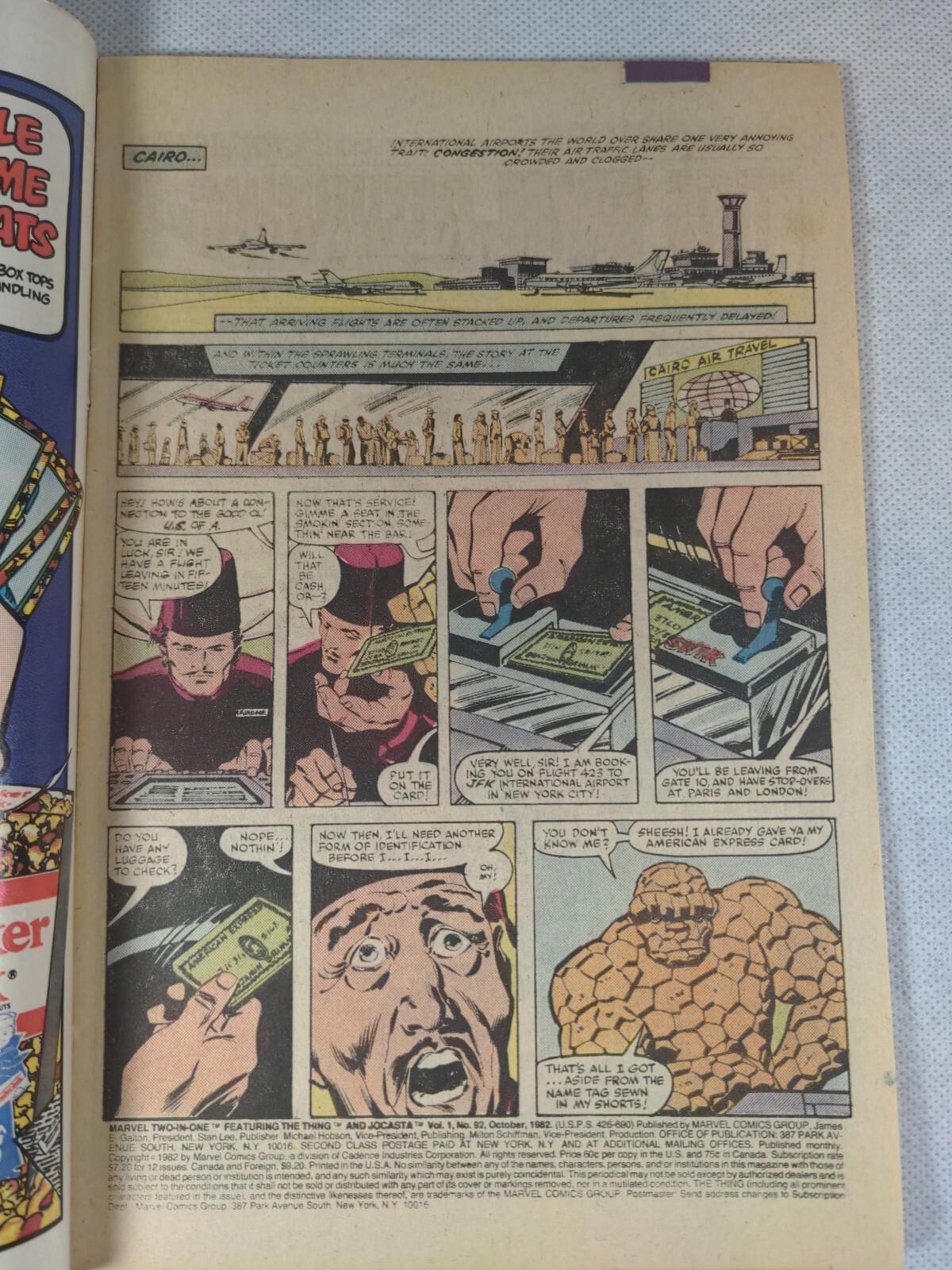 Marvel Comics Two-In-One The Thing And Jocasta # 92 October 1982