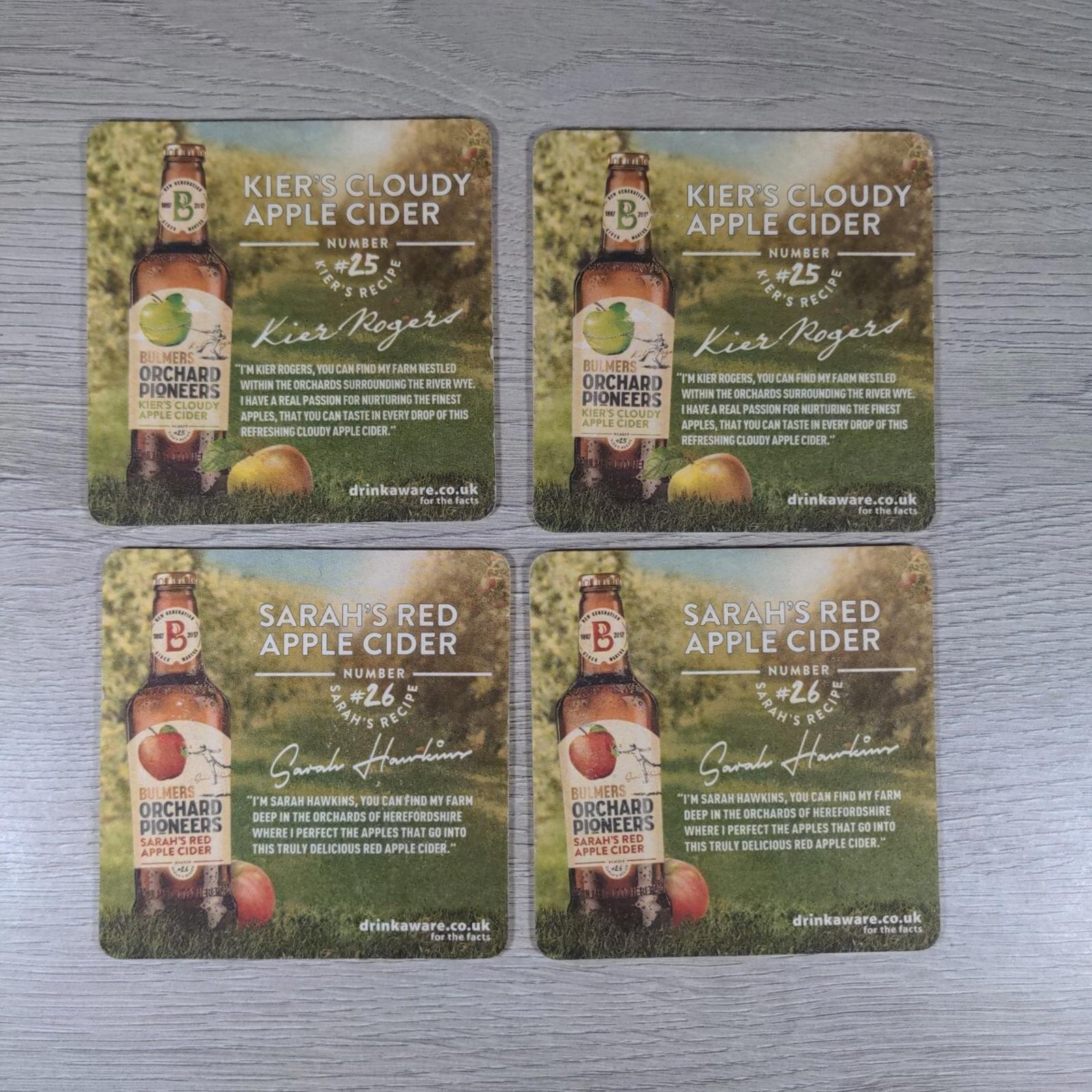 Bulmers 4 x Vintage Beer Mats Pub Bar Coaster Breweriana