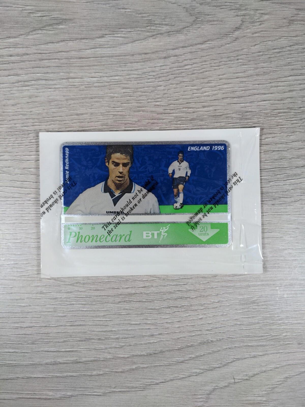 Phone Card England 1996 Jamie Redknapp £2 Vintage Phonecard Sealed & Unused - Retrorama UK