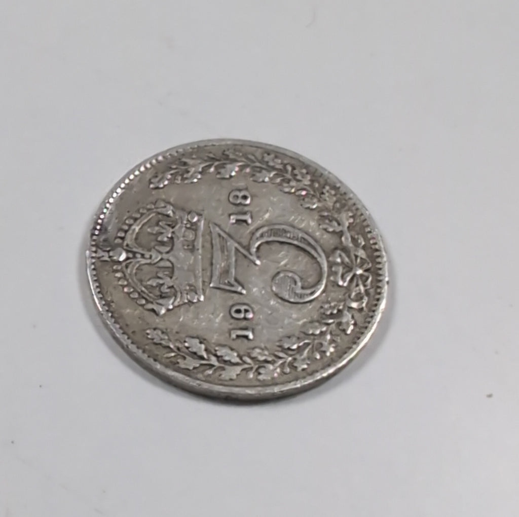 1918 George V Sterling Silver 3D Threepence Coin Good Condition