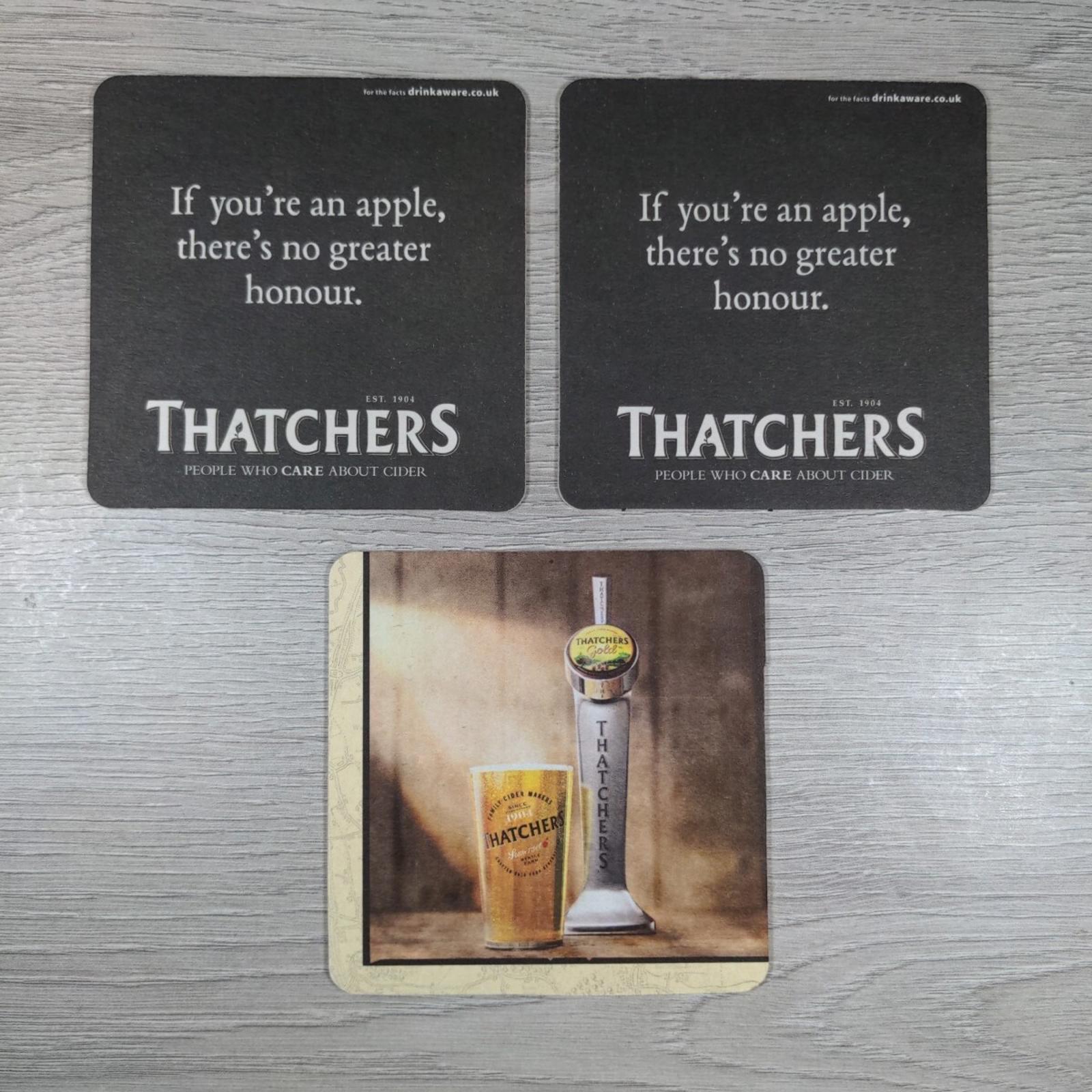 Thatchers Cider 3 x Vintage Beer Mats Pub Bar Coaster Breweriana - Retrorama UK