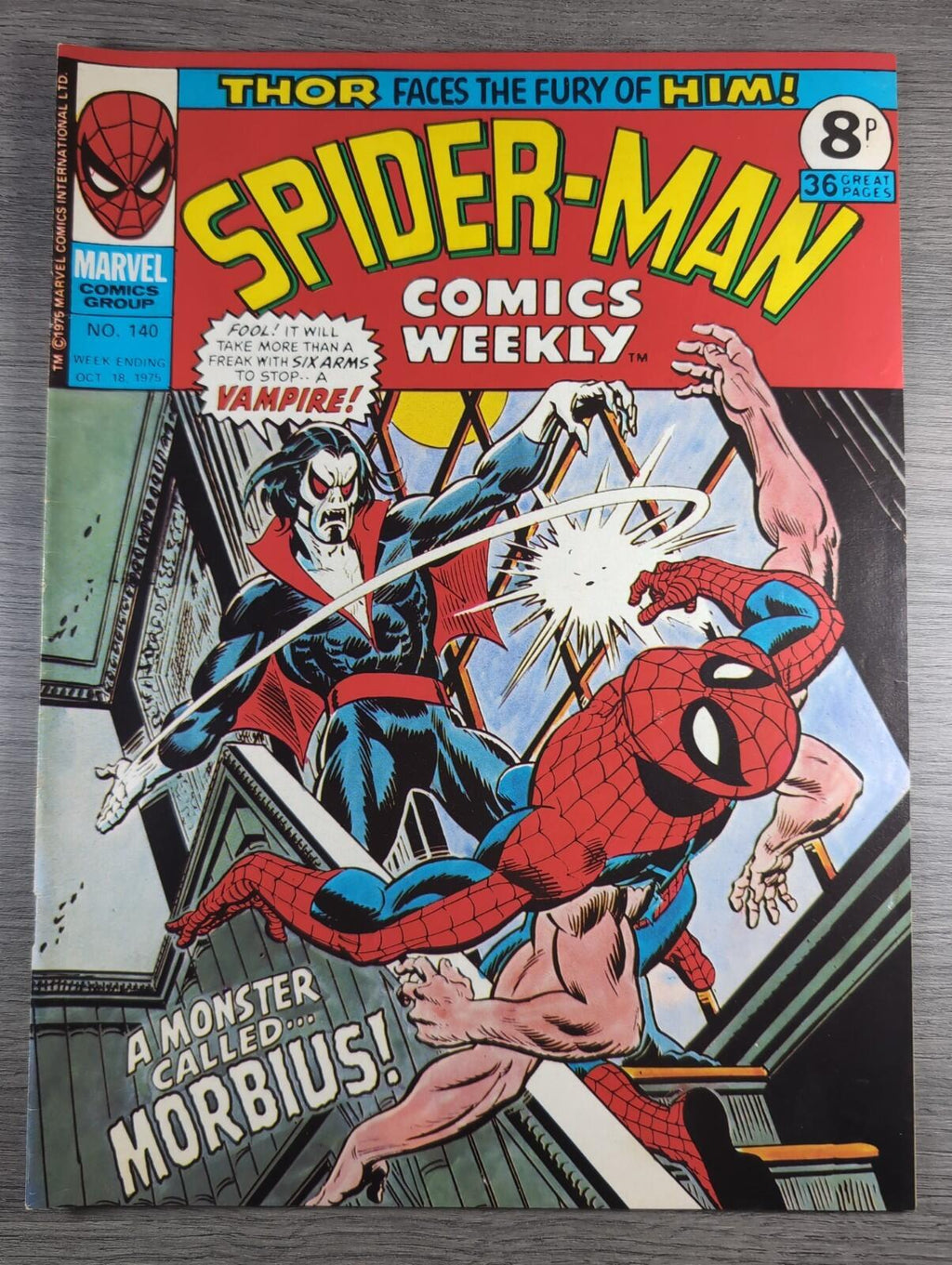 Spider-Man Comics Weekly No 140 Marvel Comics UK 18th October 1975 Vintage Comic