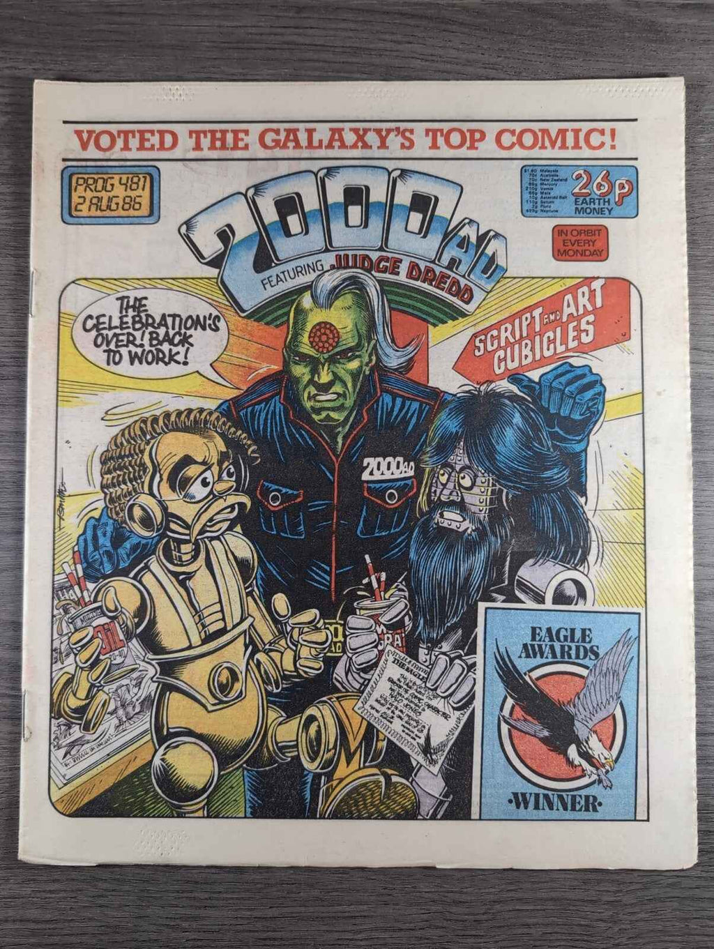 2000AD Prog 481 Featuring Juddge Dread Comic Date 2nd August 1986 Vintage Comics