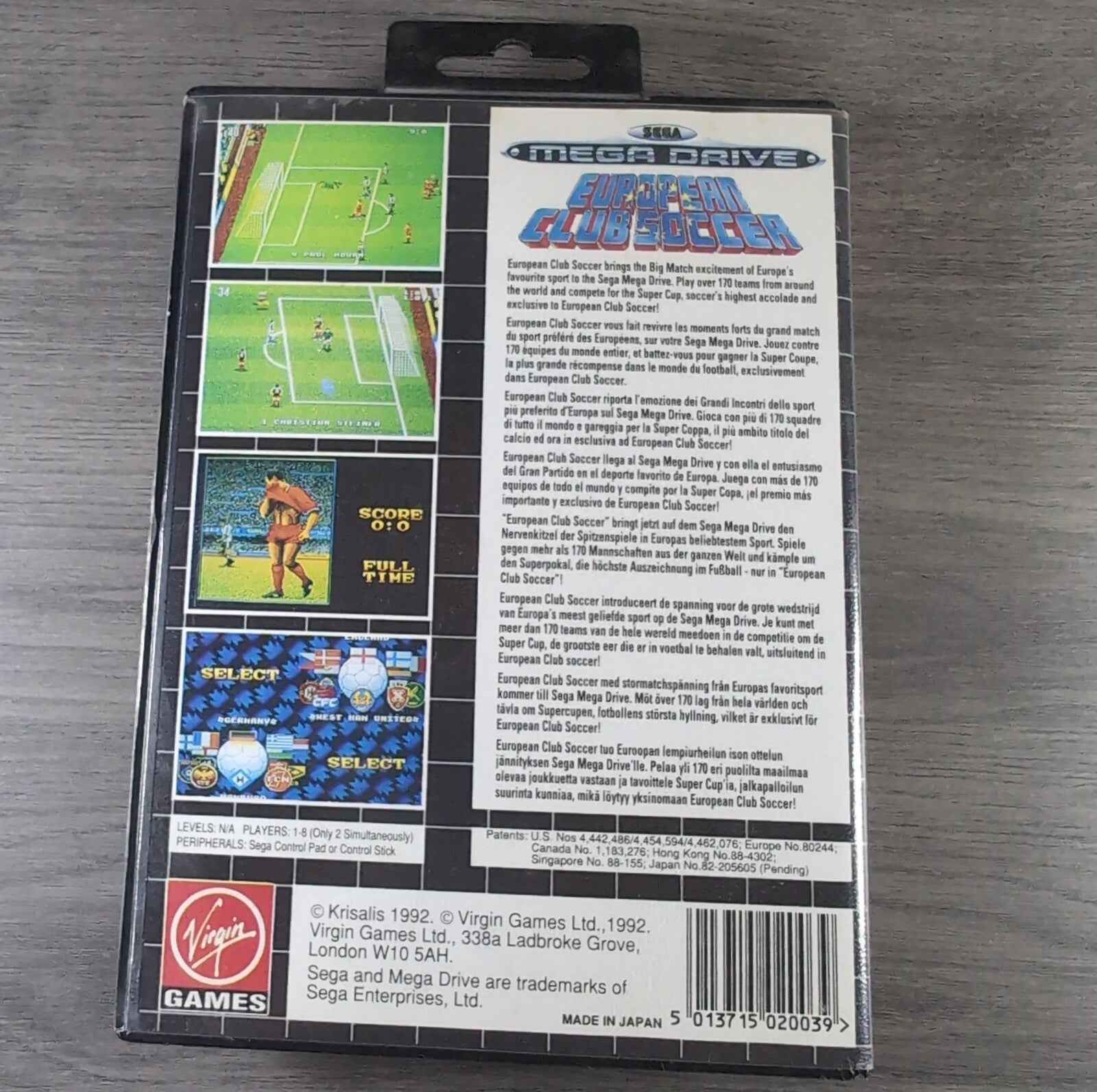 European Club Soccer Sega Mega Drive Game Tested & Working UK Pal Region CIB