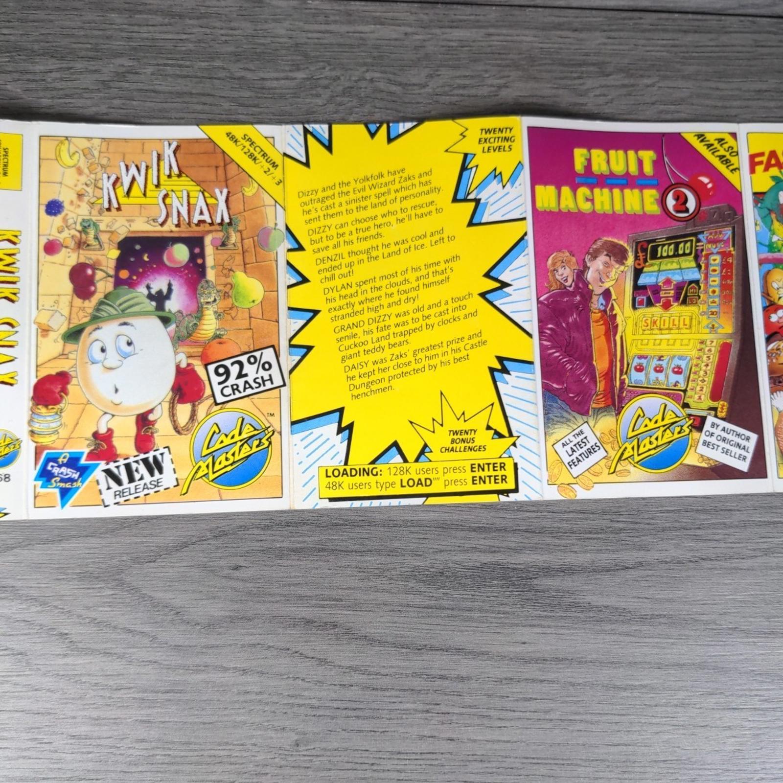 Kwick Snax ZX Spectrum 48/128K Game Cassette Code Masters Tested & Working