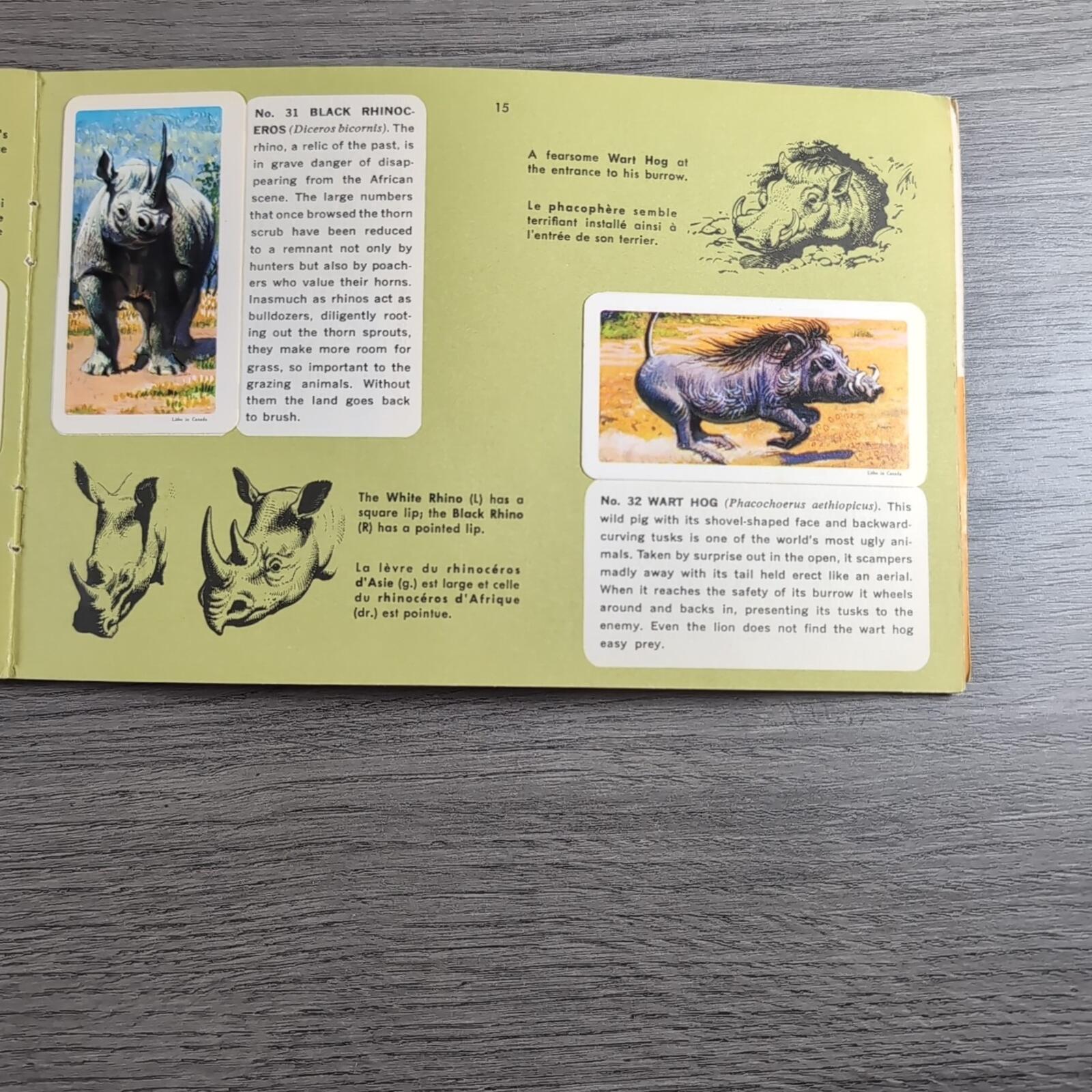 African Animals Brooke Bond Album No 7 Tea Cards Vintage Collectors Cards