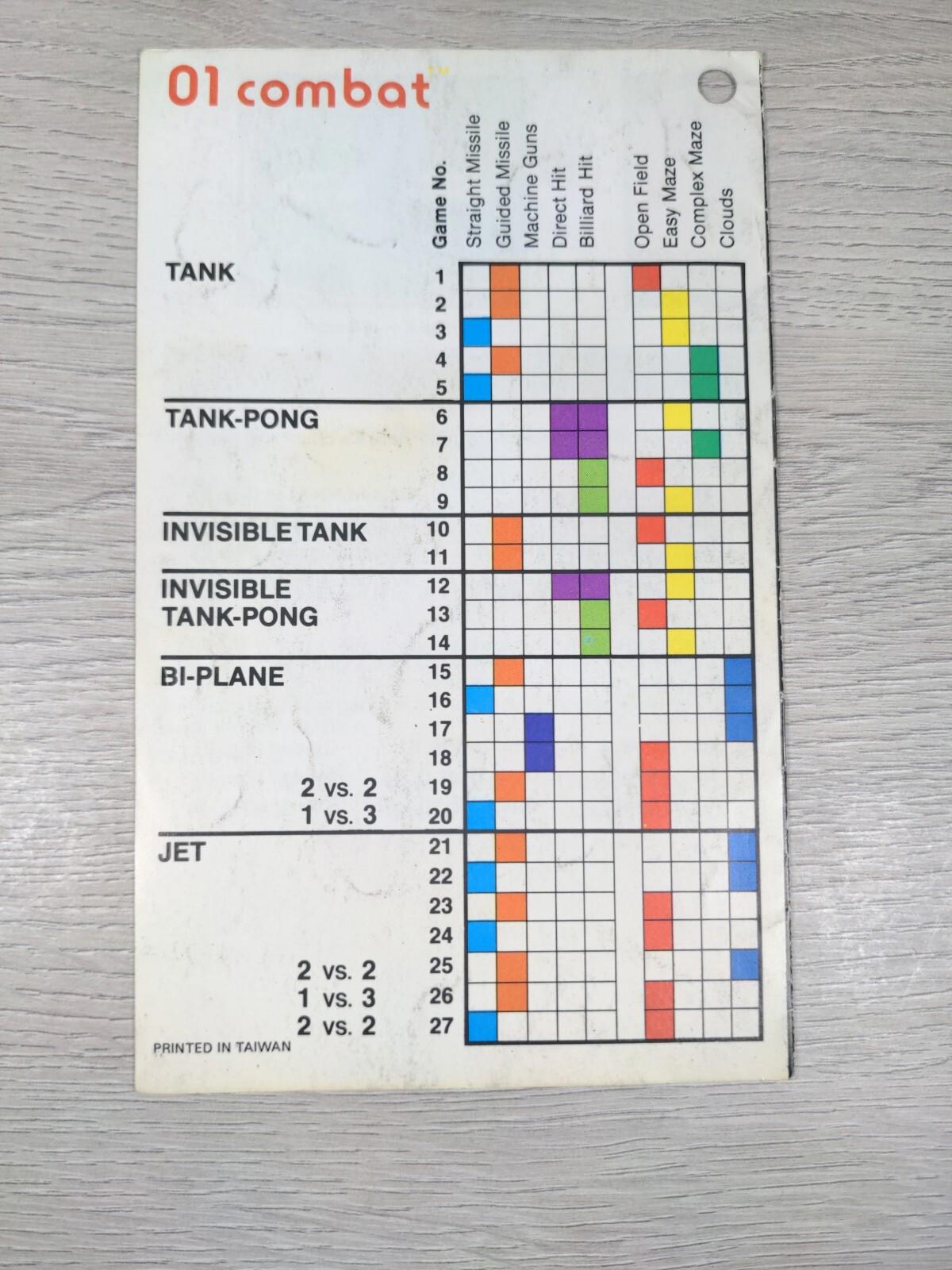 Atari 2600 Combat Cartridge & Manual Vintage Video Game Tested & Working
