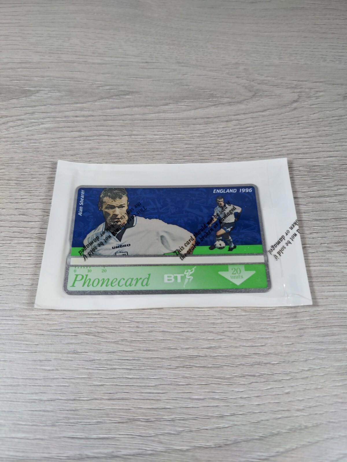 Phone Card England 1996 Alan Shearer £2 Vintage Phonecard Sealed & Unused