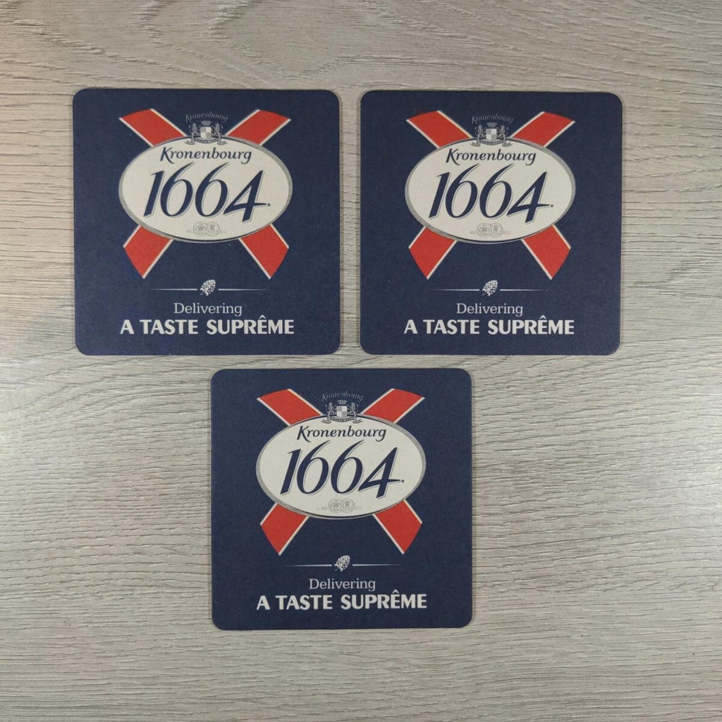 Kronenbourg 3 x Vintage Beer Mats Pub Bar Coaster Breweriana - Retrorama UK