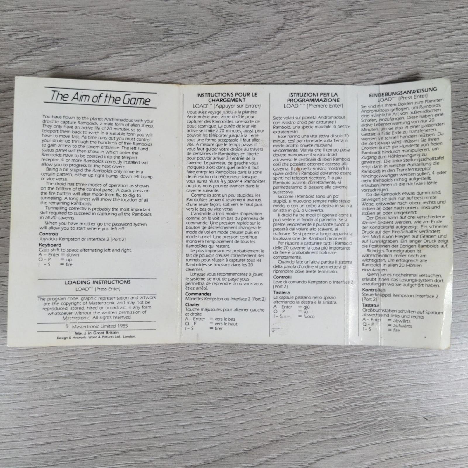 One Man And His Droid ZX Spectrum 48K Video Game Cassette Tested & Working