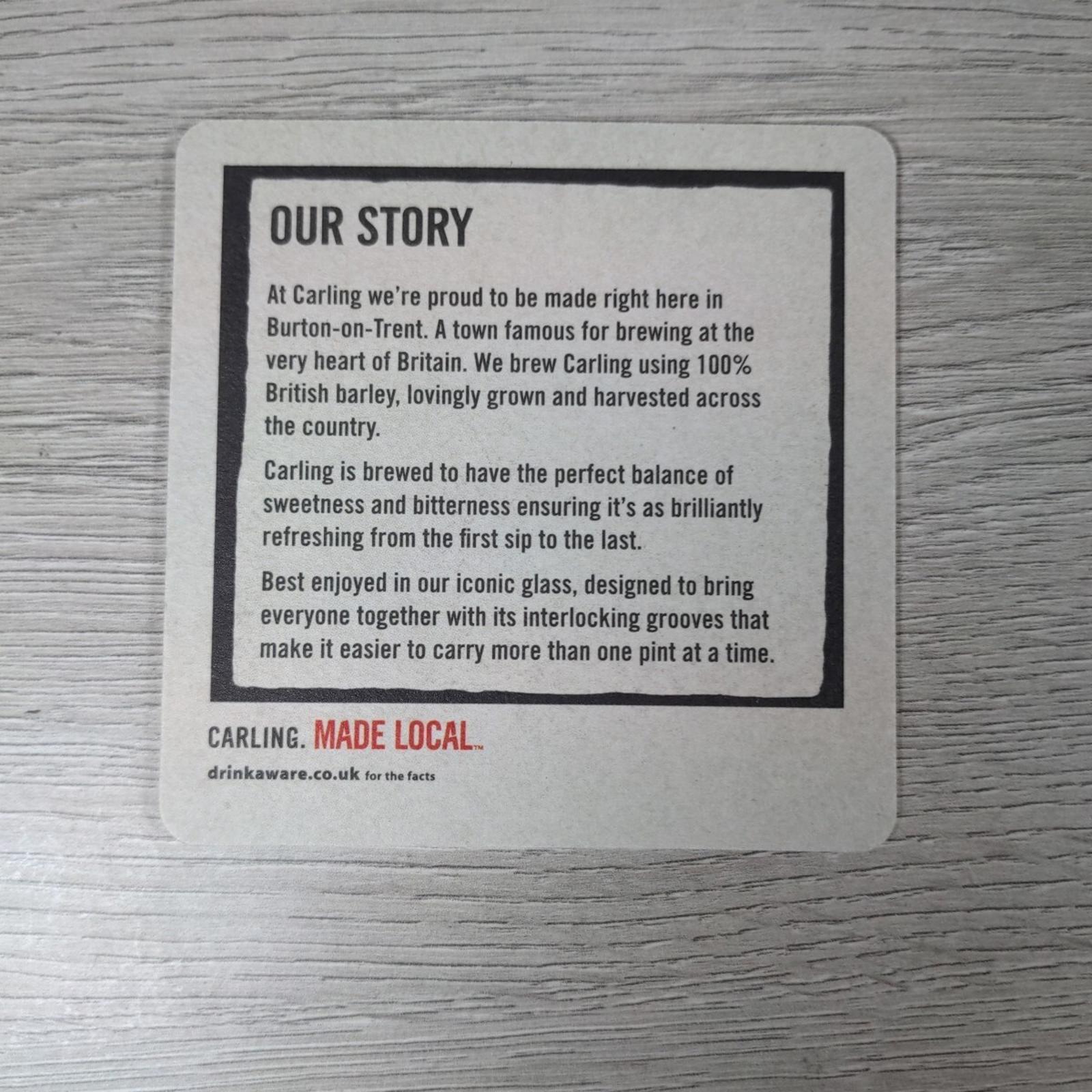 Carling 6 x Collectable Beer Mats Pub Bar Coaster Breweriana - Retrorama UK