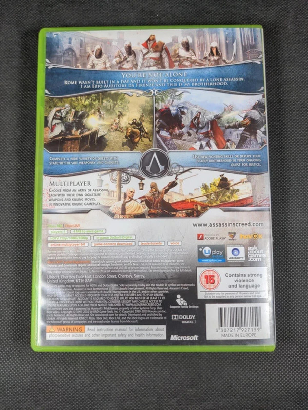 Assassins Creed Brotherhood Microsoft Xbox 360 Game + Manual