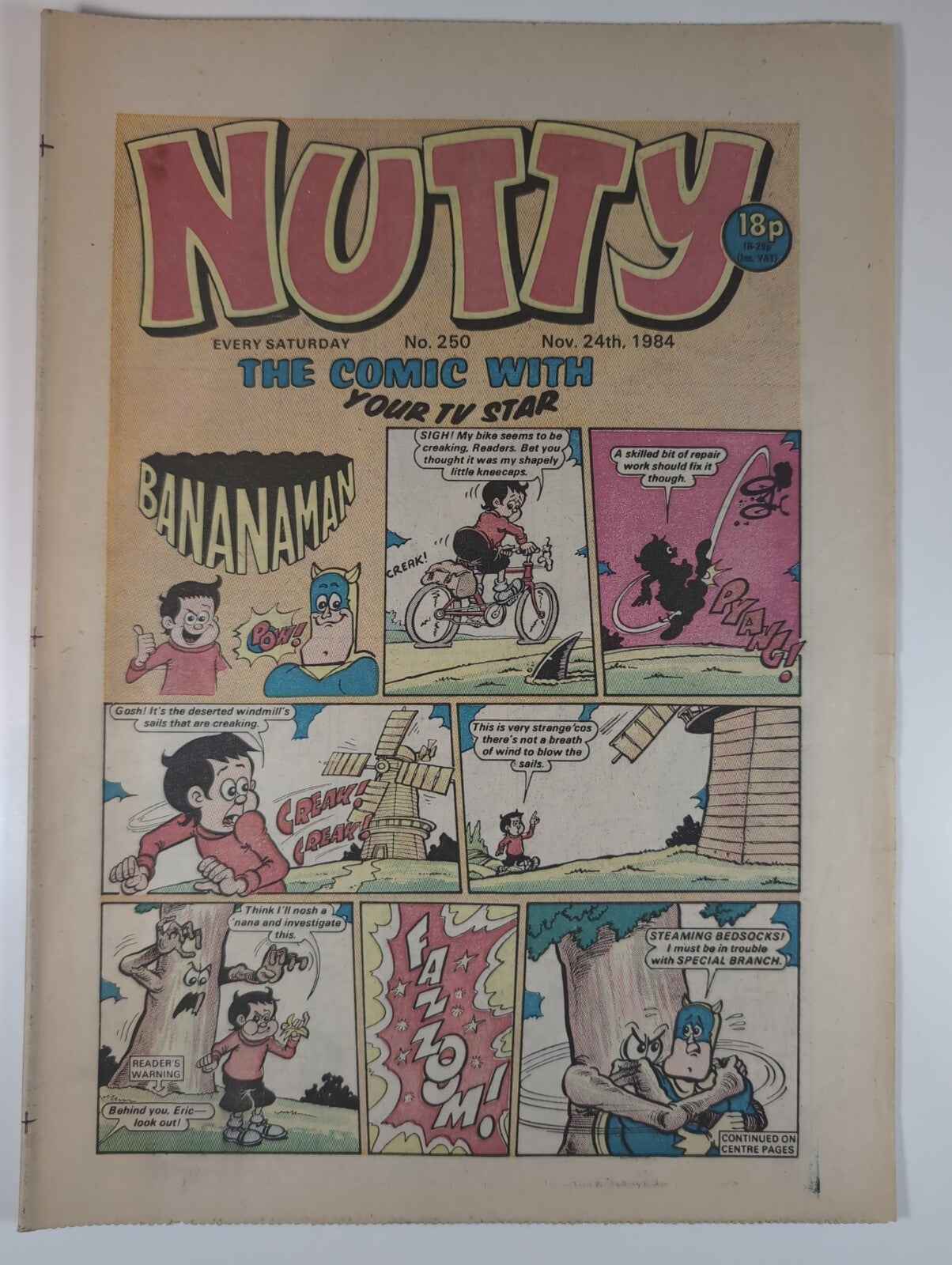 Nutty Comic Featuring Bananaman Issue No. 250 Nov 24th 1984 Vintage Retro Comic