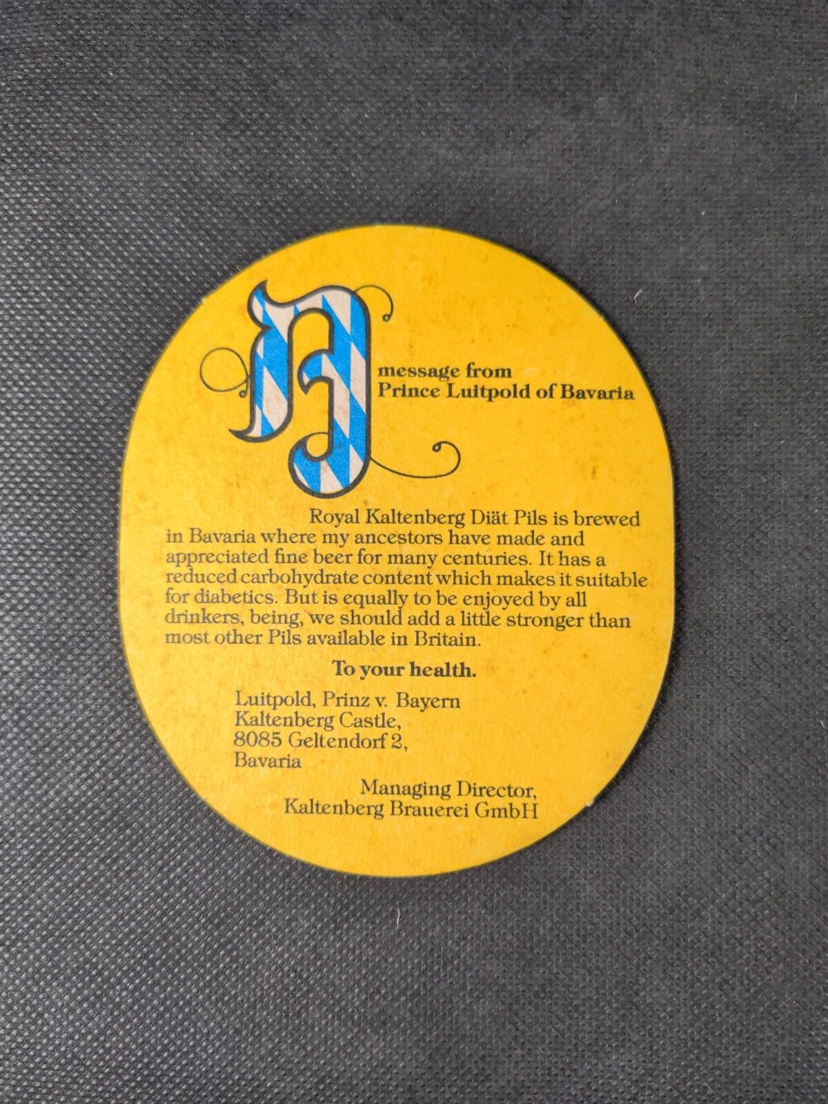 Kaltenberg Pills 5 x Vintage Beer Mats Coasters  Pub Breweriana - Retrorama UK