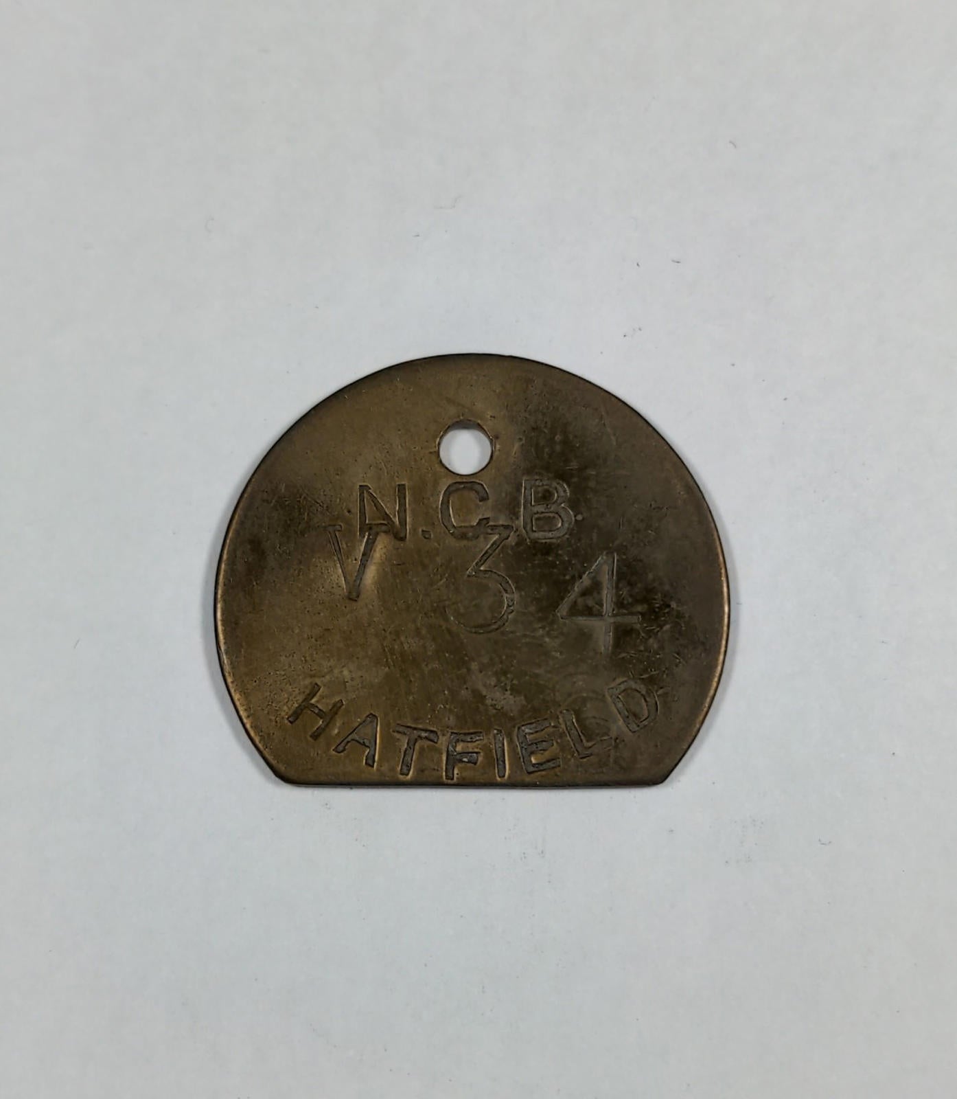 Hatfield Colliery V34 N.C.B  Brass Miners Pit Check Token Mining Memorabilia