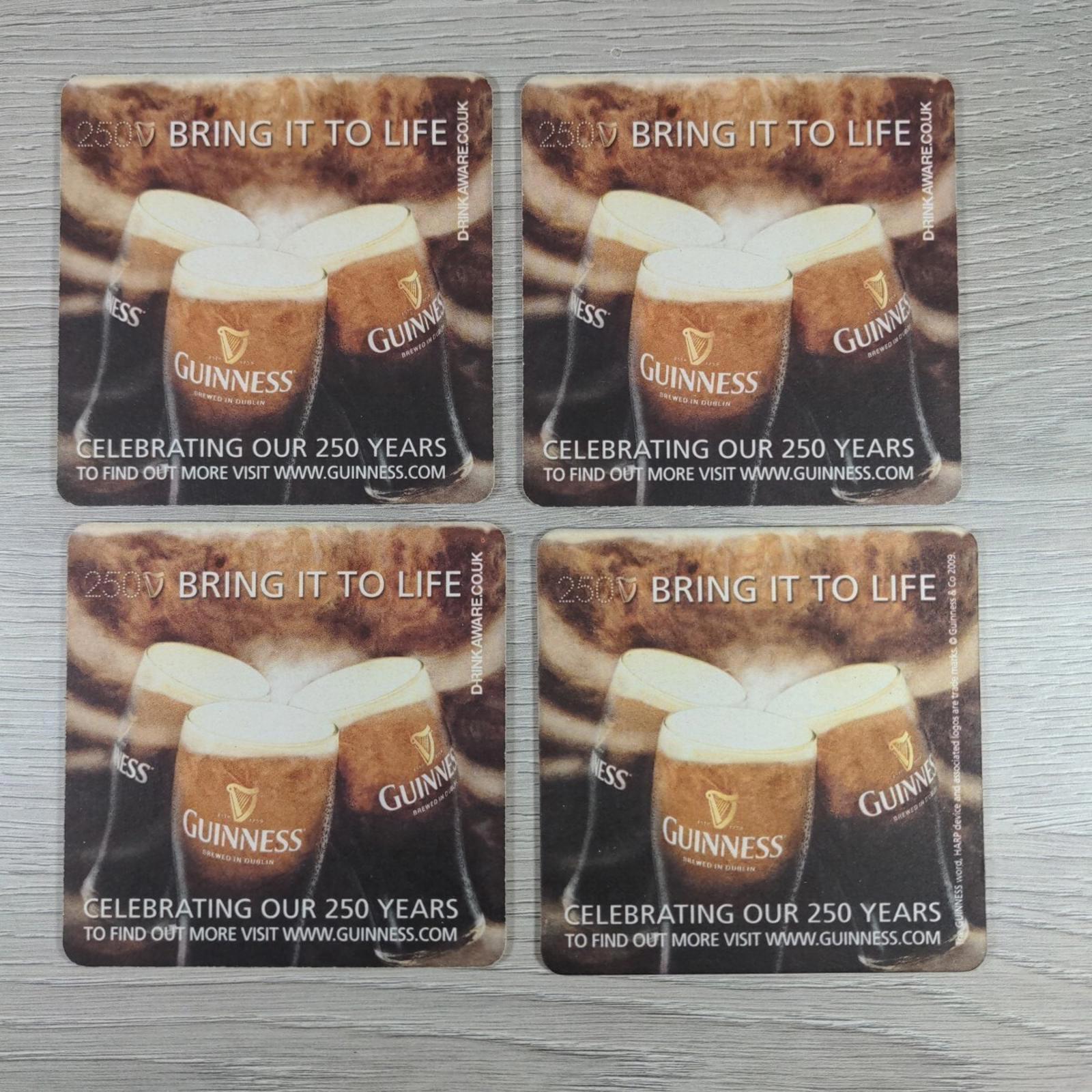 Guinness 4 x Vintage Beer Mats Pub Bar Coaster Breweriana