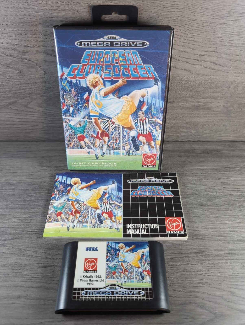 European Club Soccer Sega Mega Drive Game Tested & Working UK Pal Region CIB