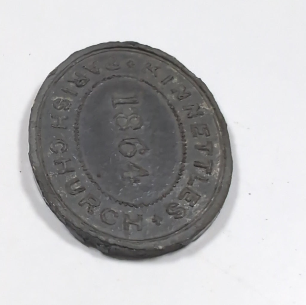 Kinnettles Parish Church 1 Table Token Year 1864 Victorian Era