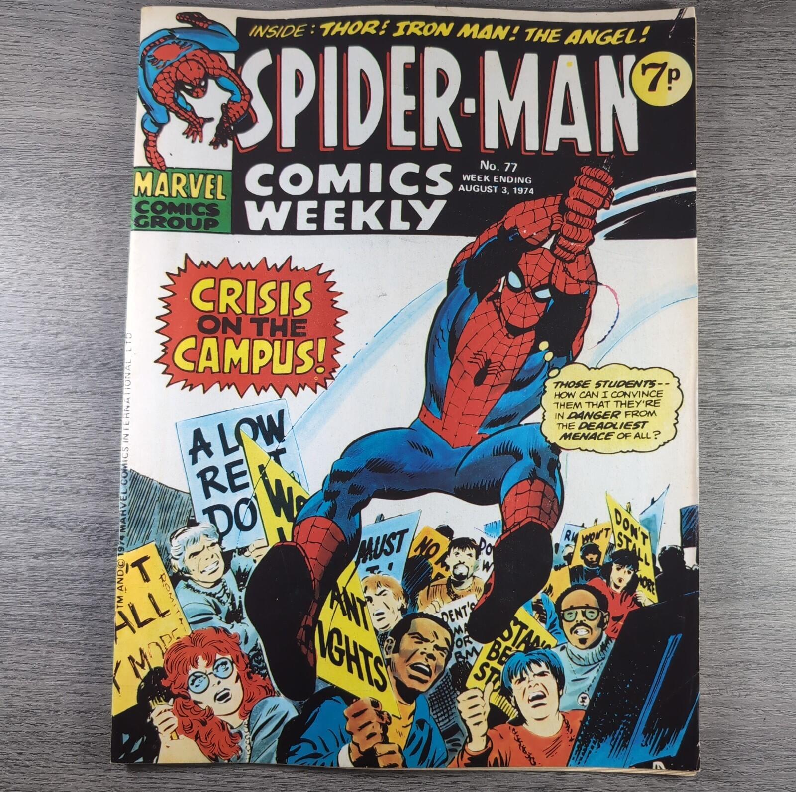Spider-Man Comics Weekly No 77 Marvel Comics UK 3rd August 1974 Vintage Comic