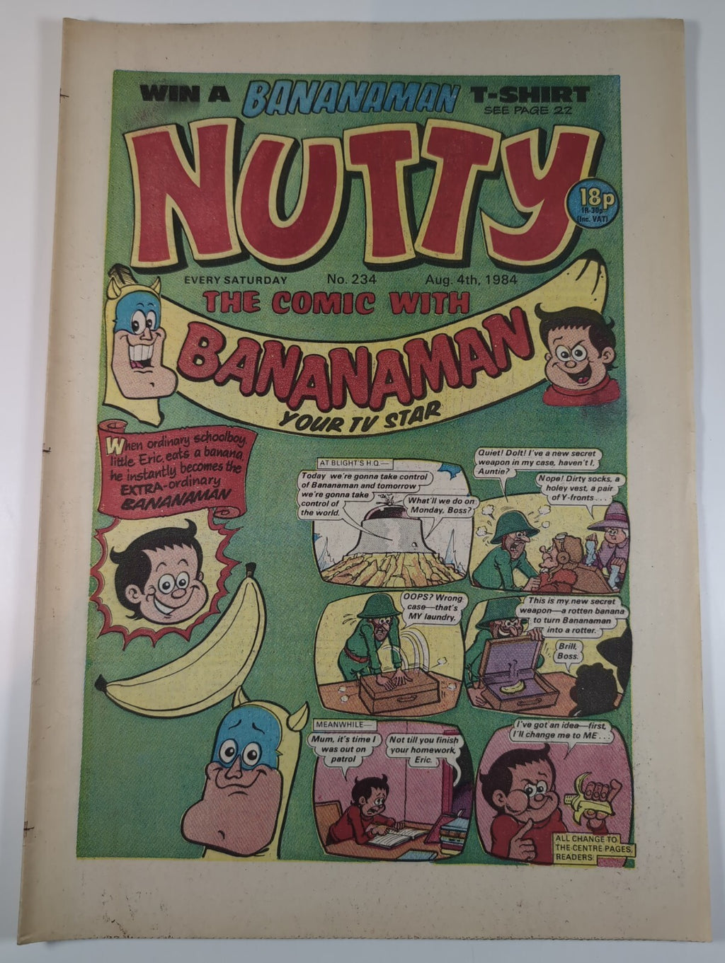 Nutty Comic Featuring Bananaman Issue No. 234 Aug 4th 1984 Vintage Retro Comic