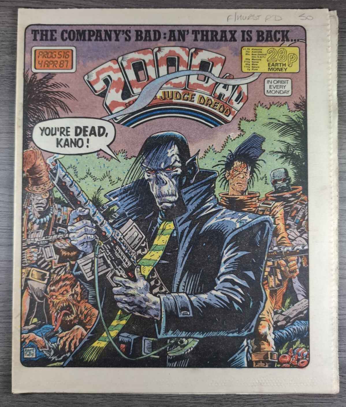 2000AD Prog 516 Featuring Judge Dread Comic 4th April 1987 Vintage Retro Comic