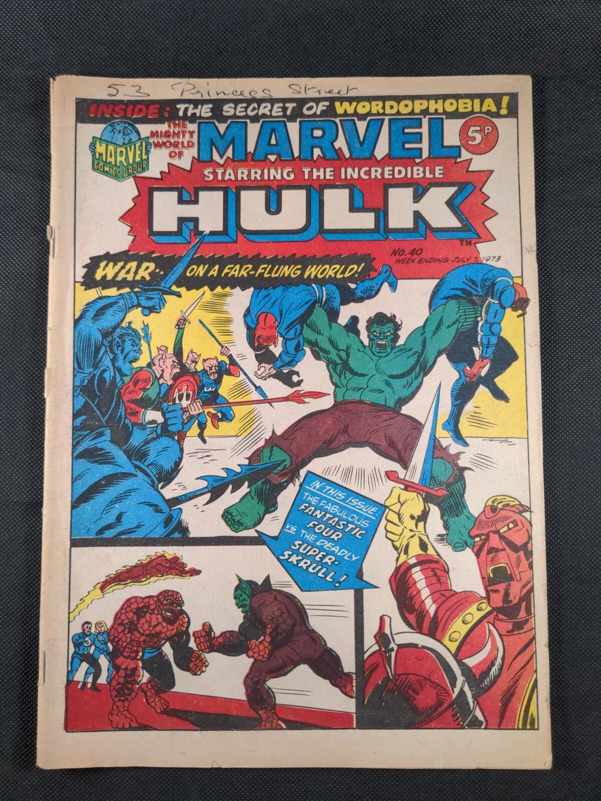 Mighty World of Marvel Issue No 40 July 1973 Vintage Marvel UK Vintage Comic