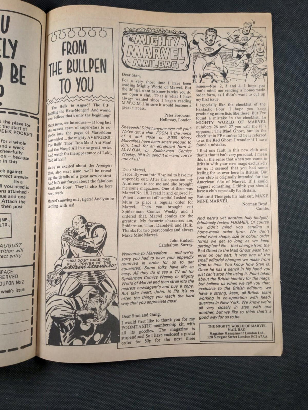 Mighty World of Marvel Issue No 45 August 1973 Marvel UK Vintage Comic - Retrorama UK
