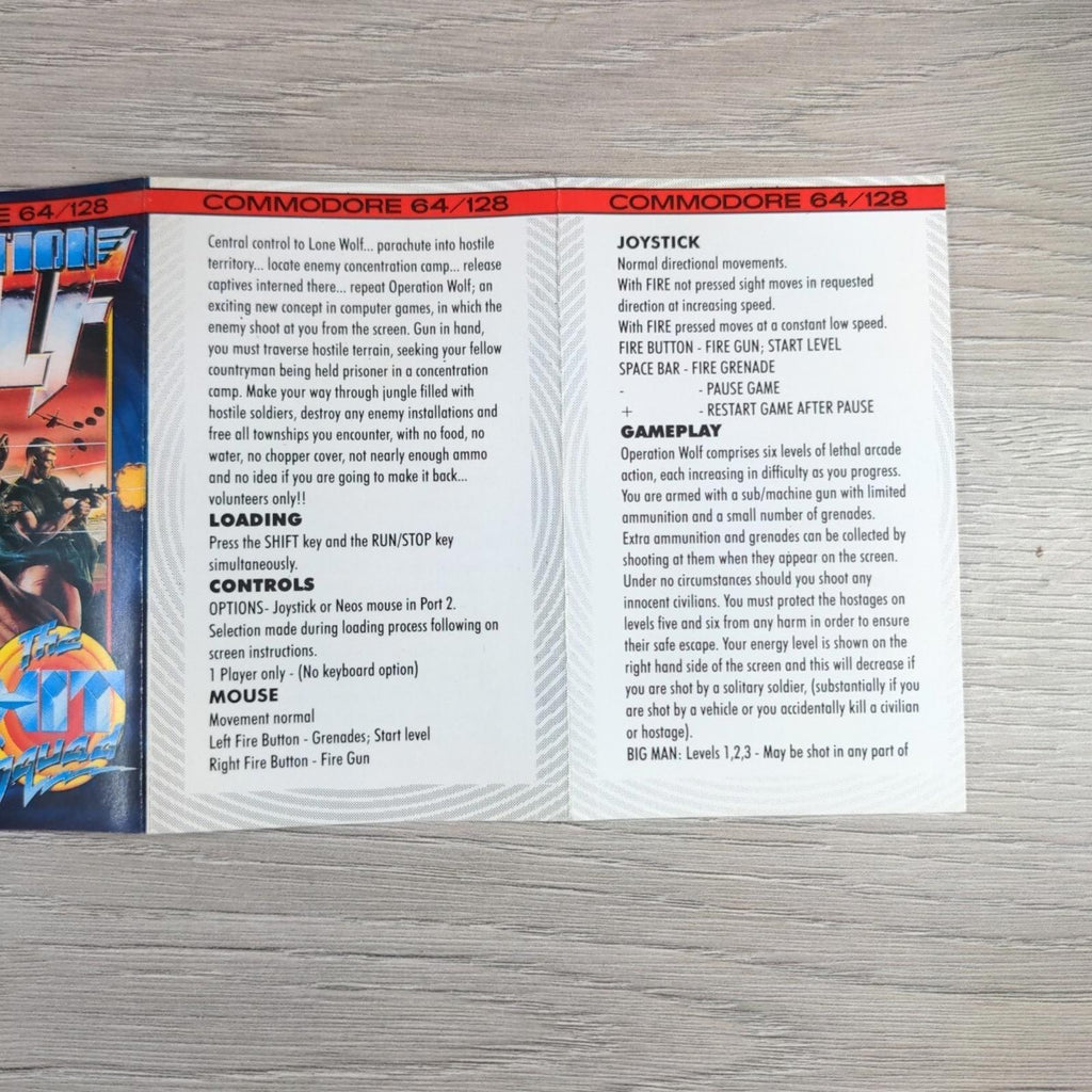 Operation Wulf Commodore 64 C64 Video Game Cassette Tested & Working