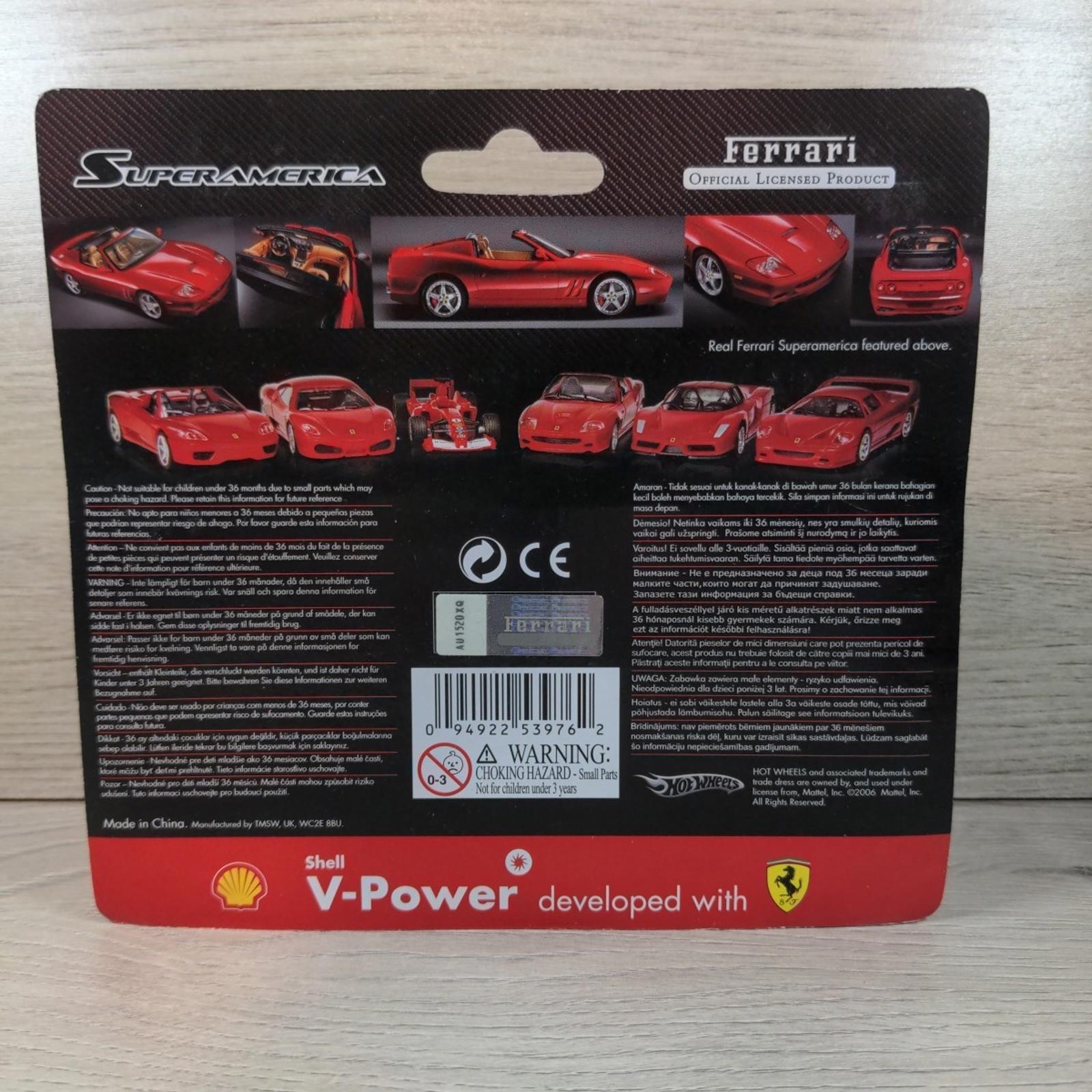 Shell V-Power Promotion Ferrari Super America 1:38 Model Car Hot Wheels 2006