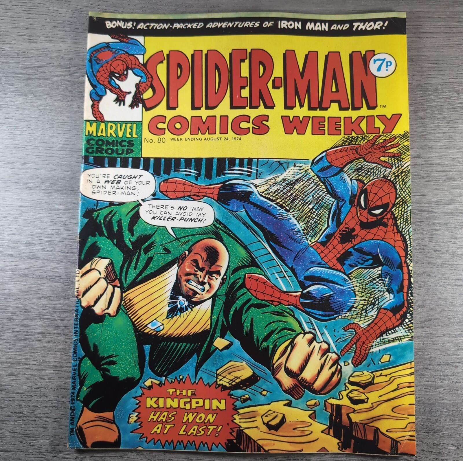 Spider-Man Comics Weekly No 80 Marvel Comics UK 24th August 1974 Vintage Comic
