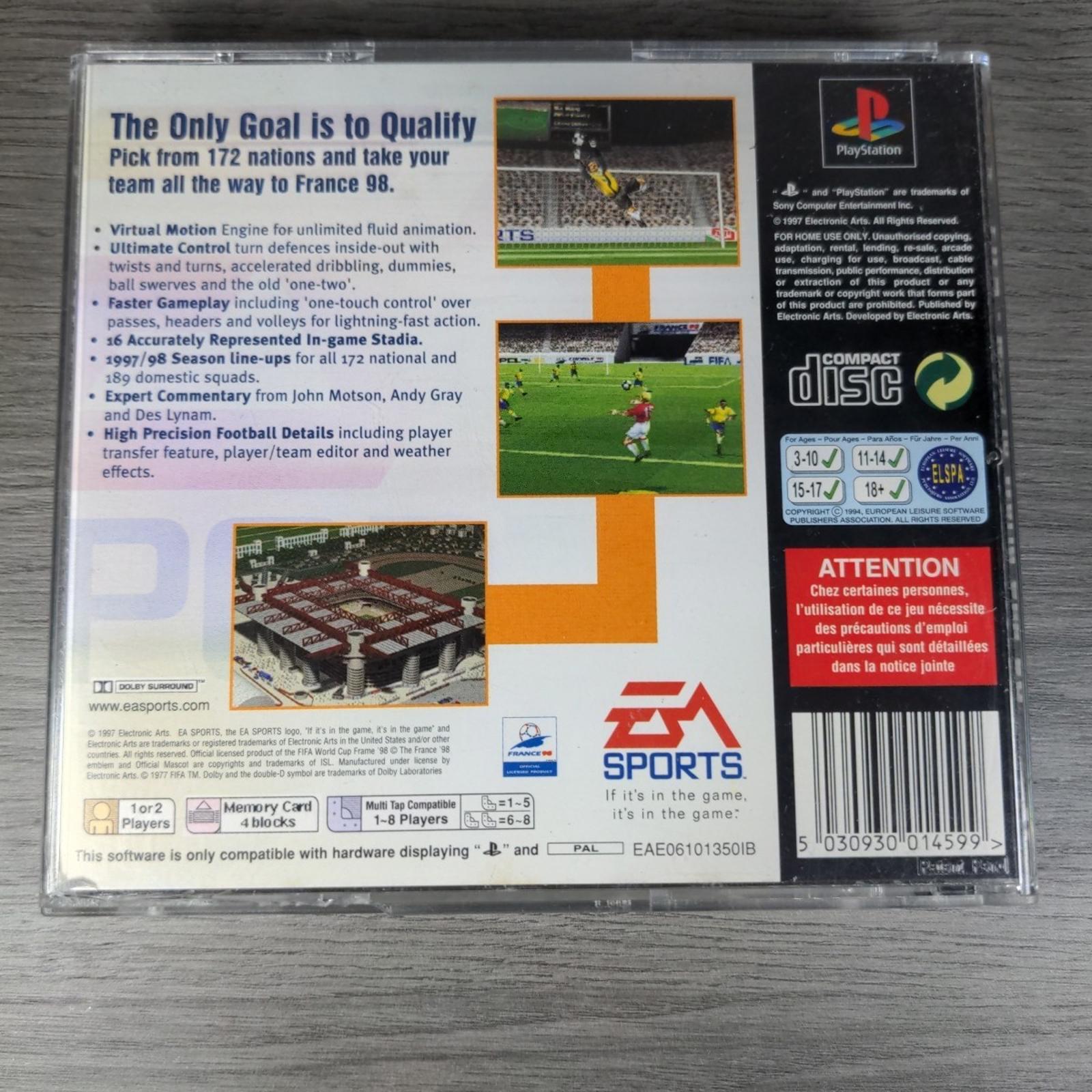 FIFA 98 Road To World Cup Game Playstation 1 PS1 EA Sports Tested & Working