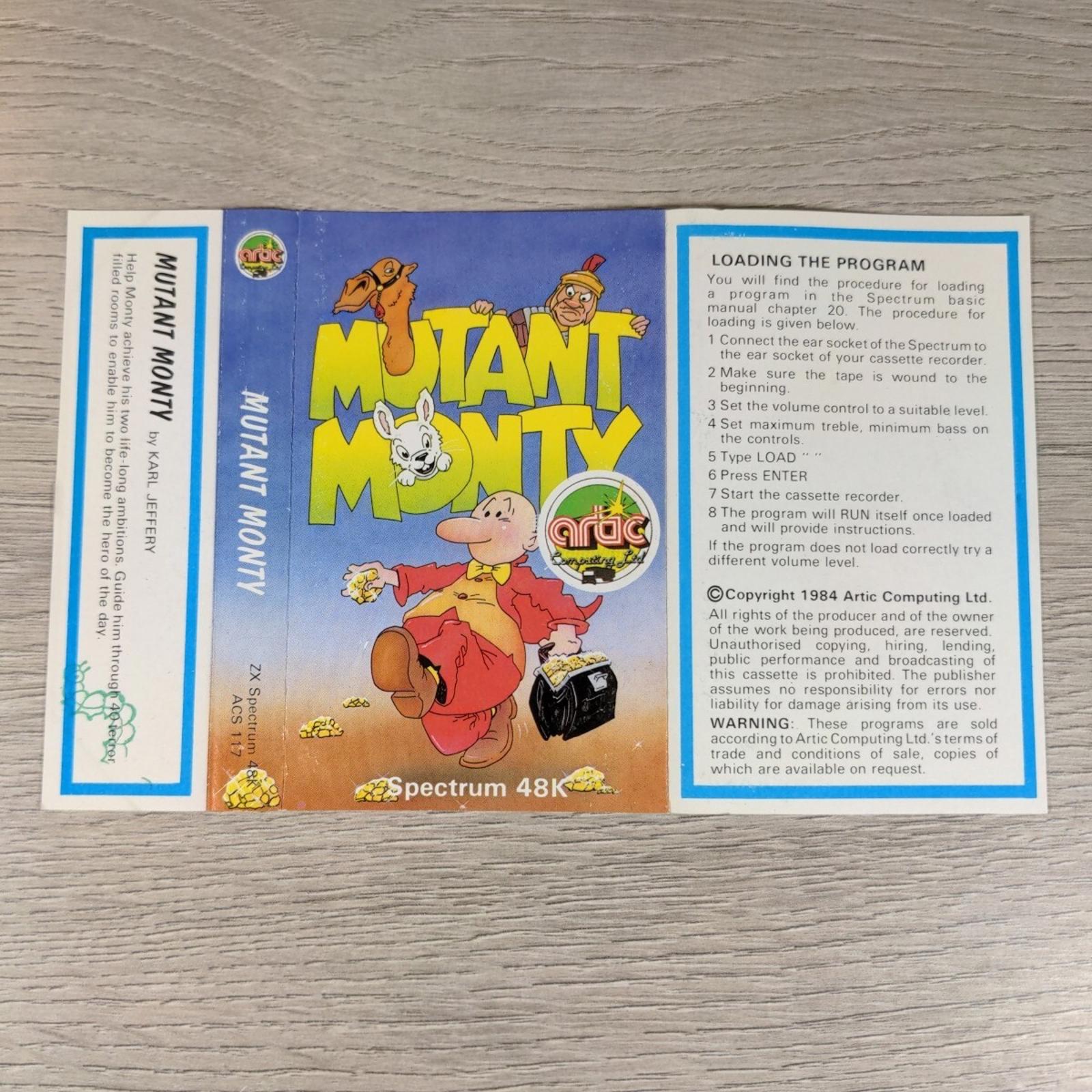 Mutant Monty ZX Spectrum 48K Game Cassette Tested & Working