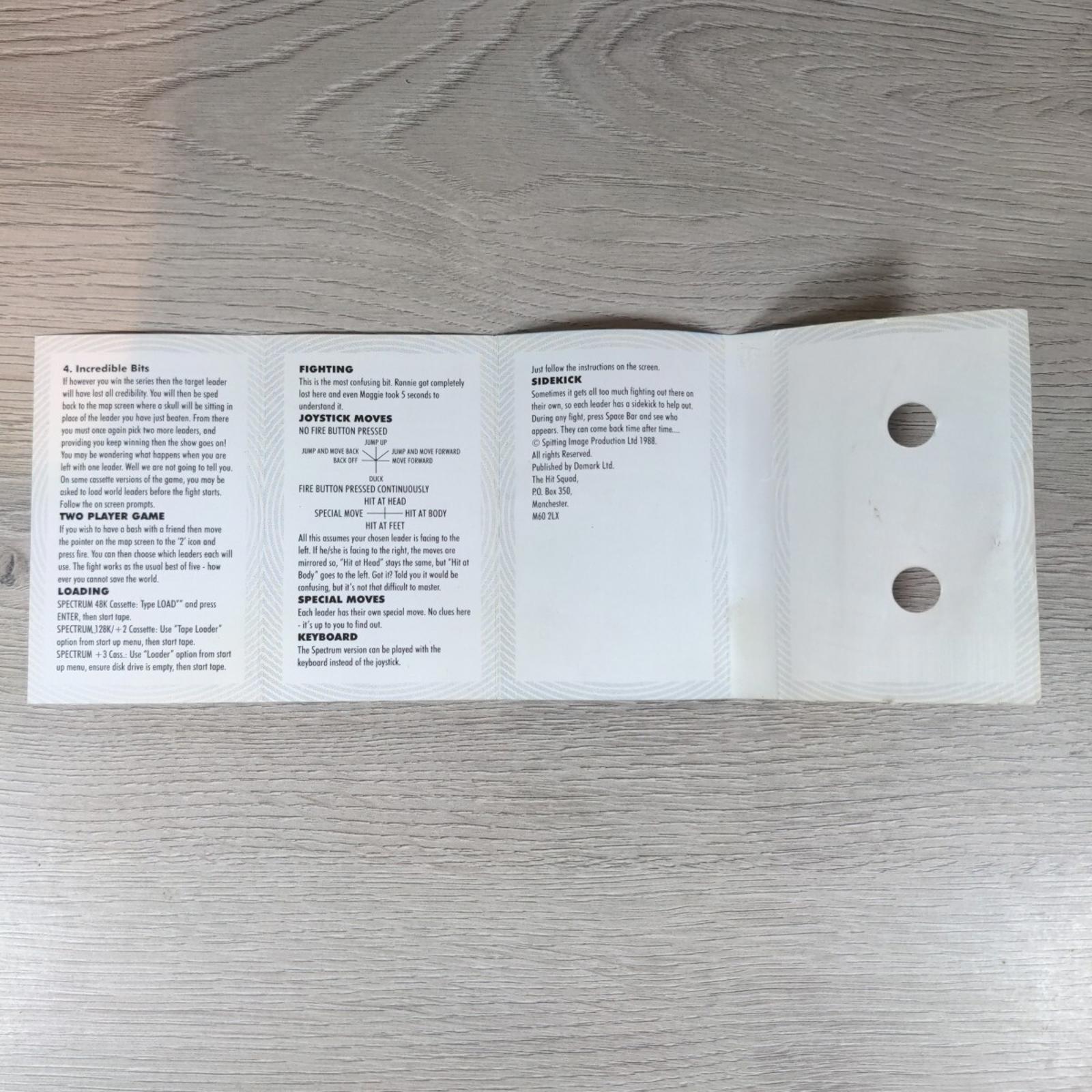 Spitting Image The Computer Game ZX Spectrum 48K  128K Cassette Tested & Working