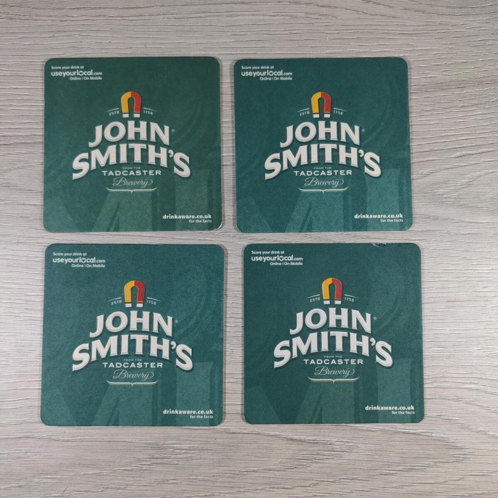 John Smiths 4 x Vintage Beer Mats Pub Bar Coaster  Breweriana - Retrorama UK