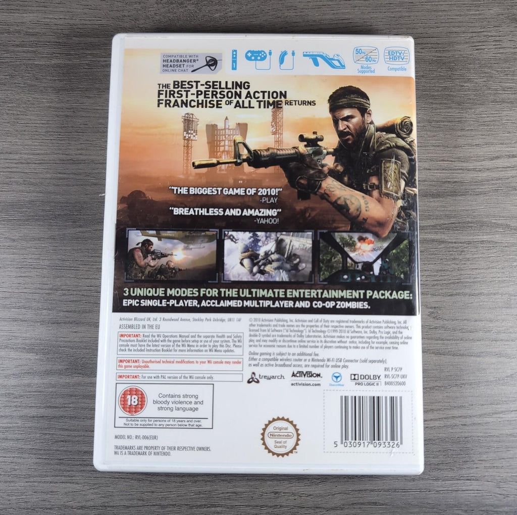 Call Of Duty Black Ops Nintendo Wii Game & Manual Tested & Working VGC Disk