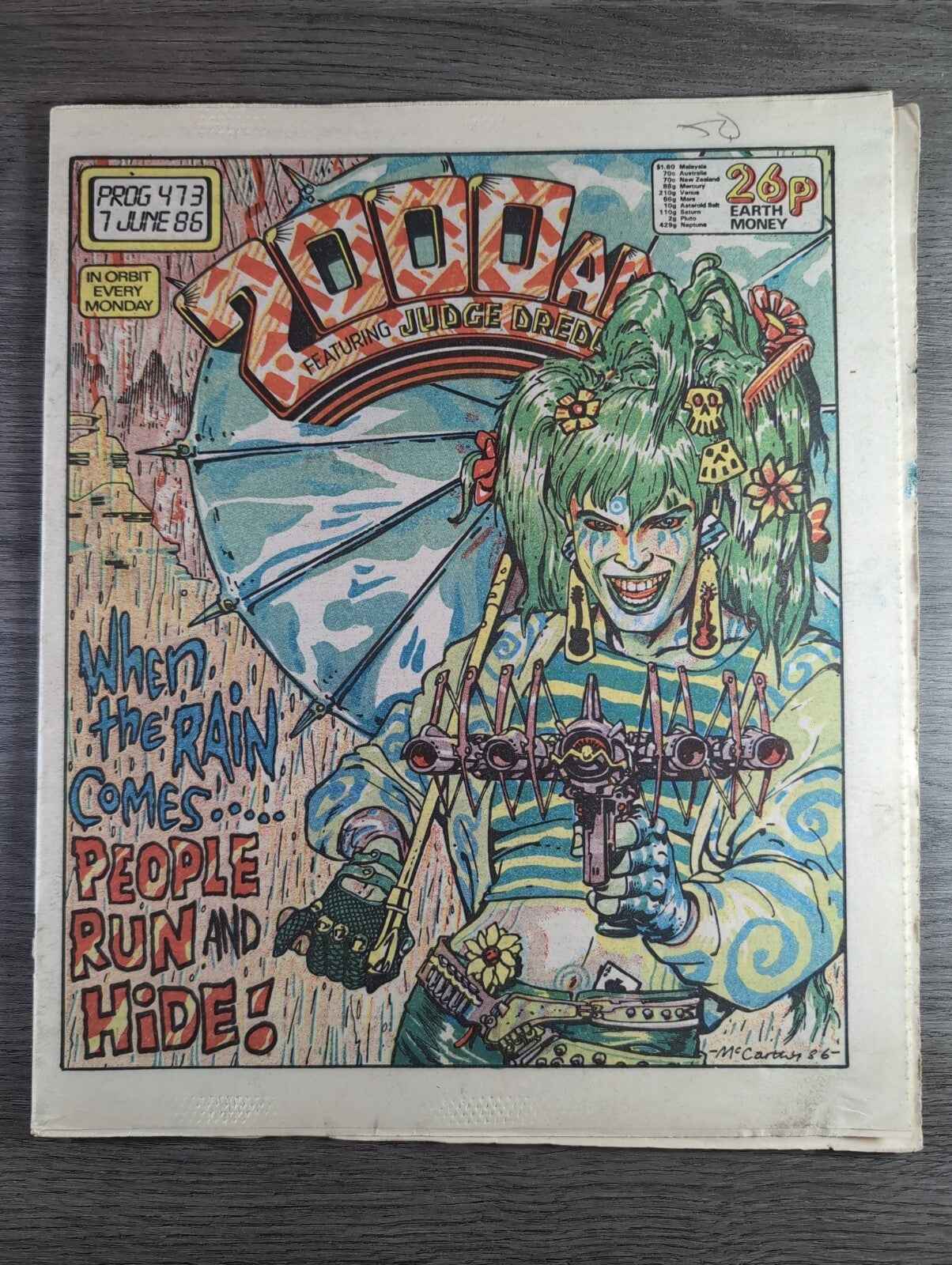 2000AD Prog 473  Featuring Juddge Dread Comic Date 7th June 1986 Vintage Comics