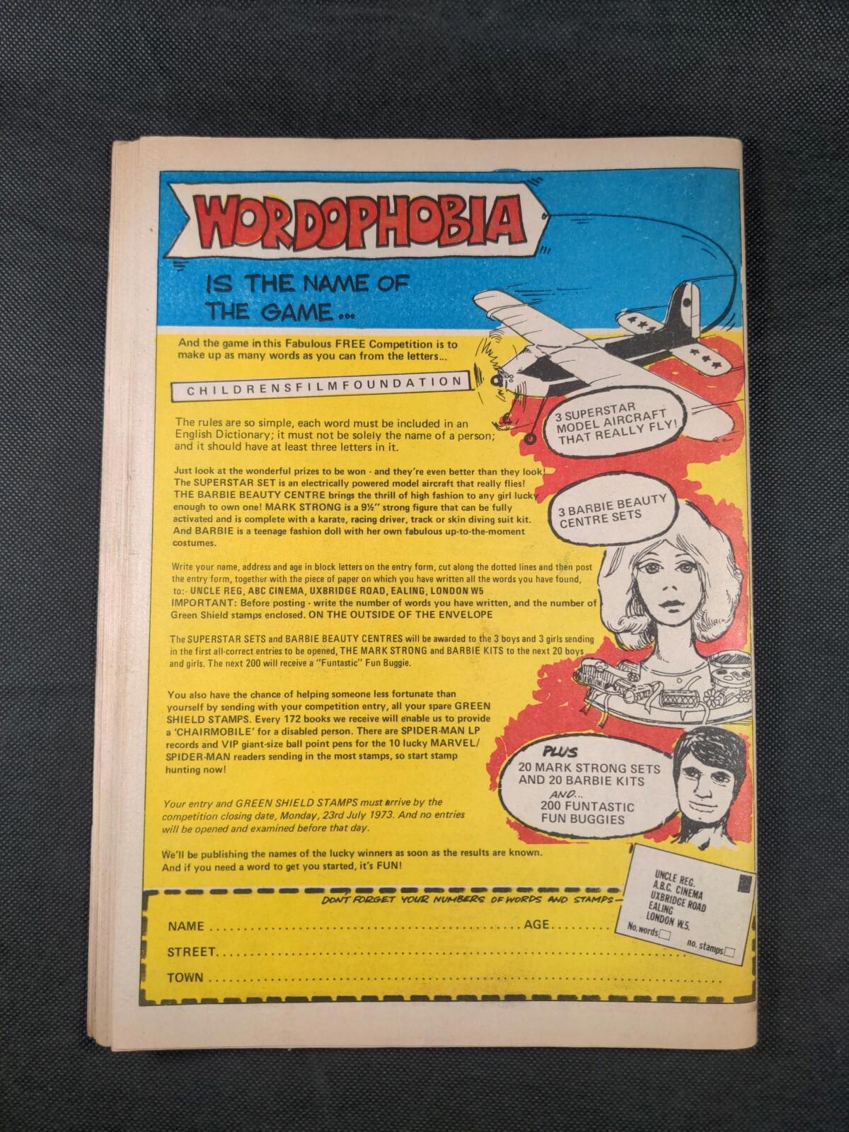 Mighty World of Marvel Issue No 40 July 1973 Vintage Marvel UK Comic