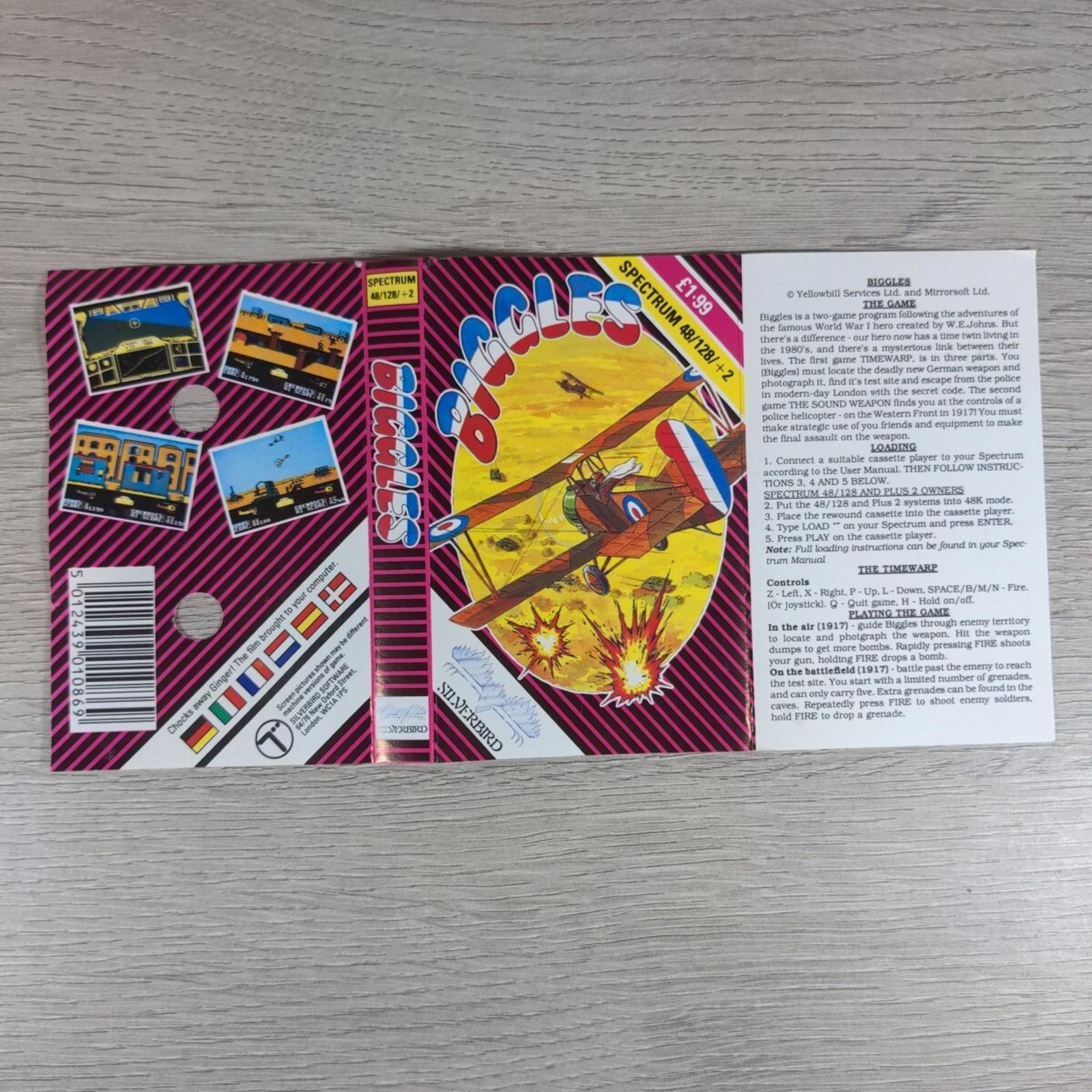 Biggles ZX Spectrum 48K 128K Game Cassette Silverbird Tested & Working