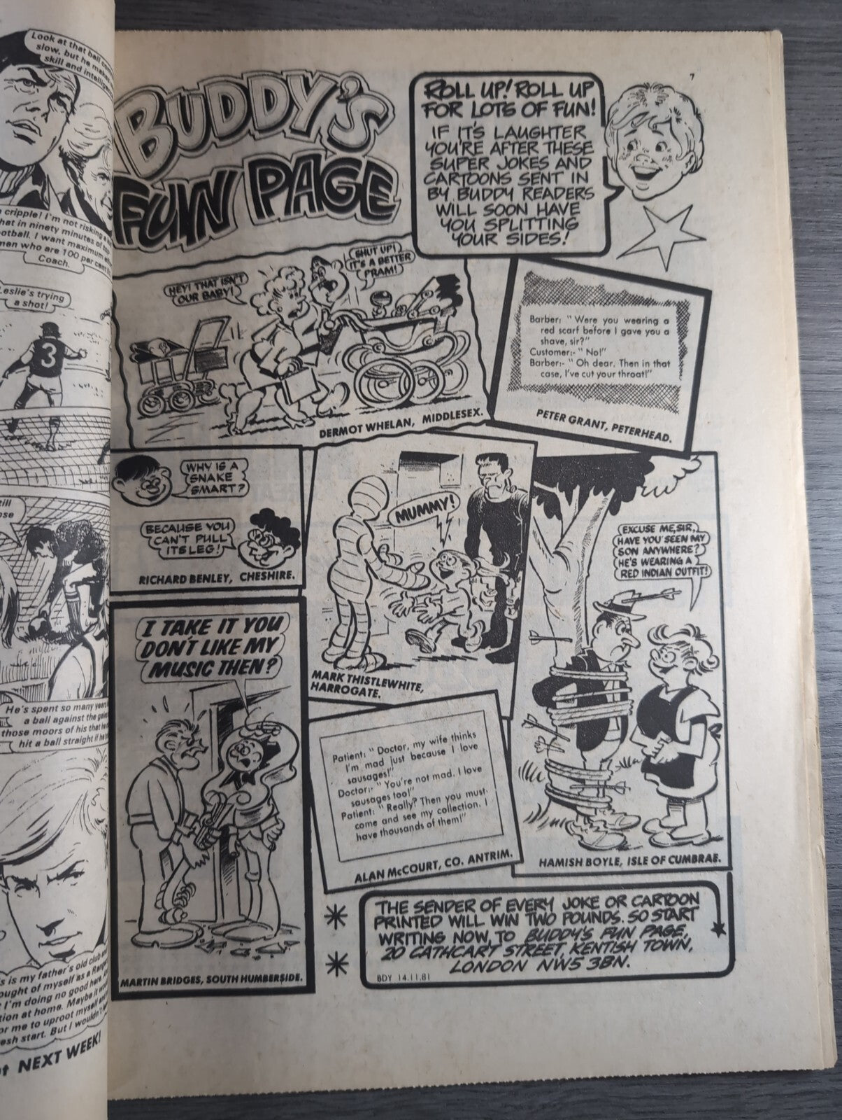 Buddy Comic Issue No 40 14th November 1981 Vintage Retro Comic