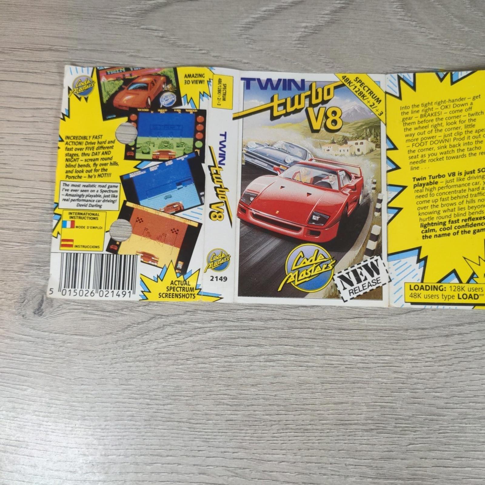 Twin Turbo V8 ZX Spectrum 48/128K Game Cassette Code Masters Tested & Working