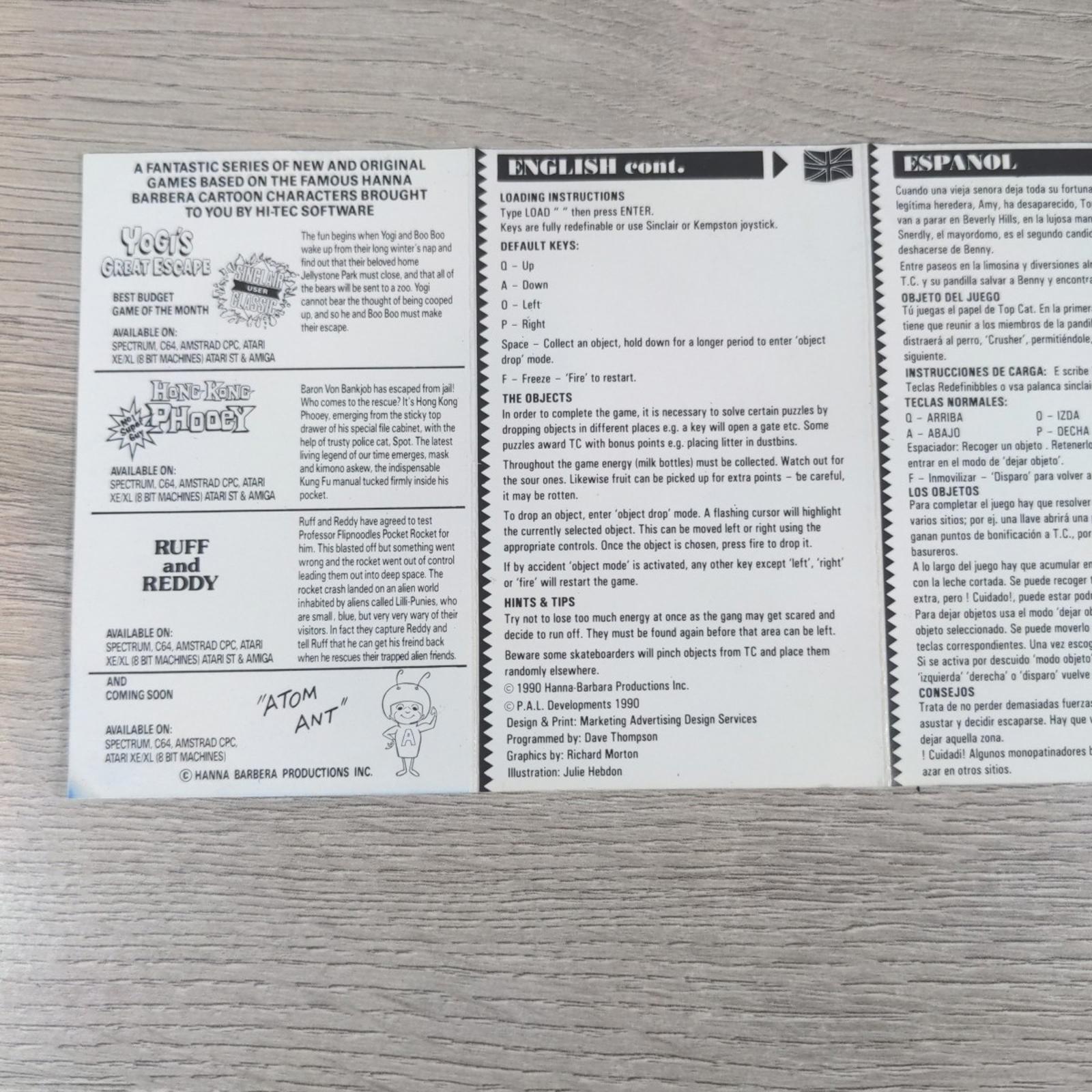 Top Cat In Beverly Hills  ZX Spectrum 48/128K Game Cassette Tested & Working