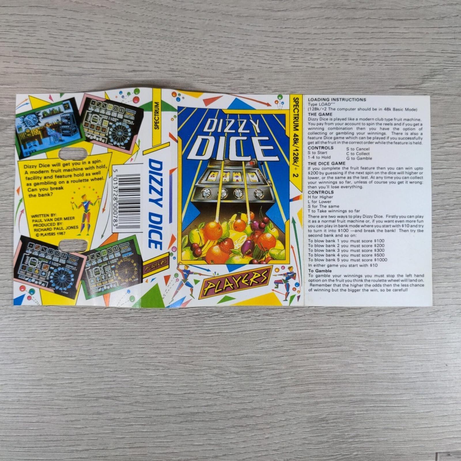 Dizzy Dice ZX Spectrum 48K 128K Video Game Cassette Tested & Working