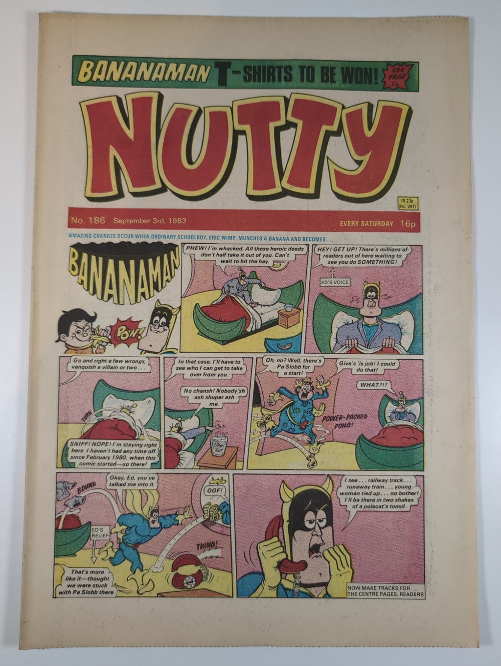 Nutty Comic Featuring Bananaman Issue No. 186 Sept 3rd 1983 Vintage Retro Comic