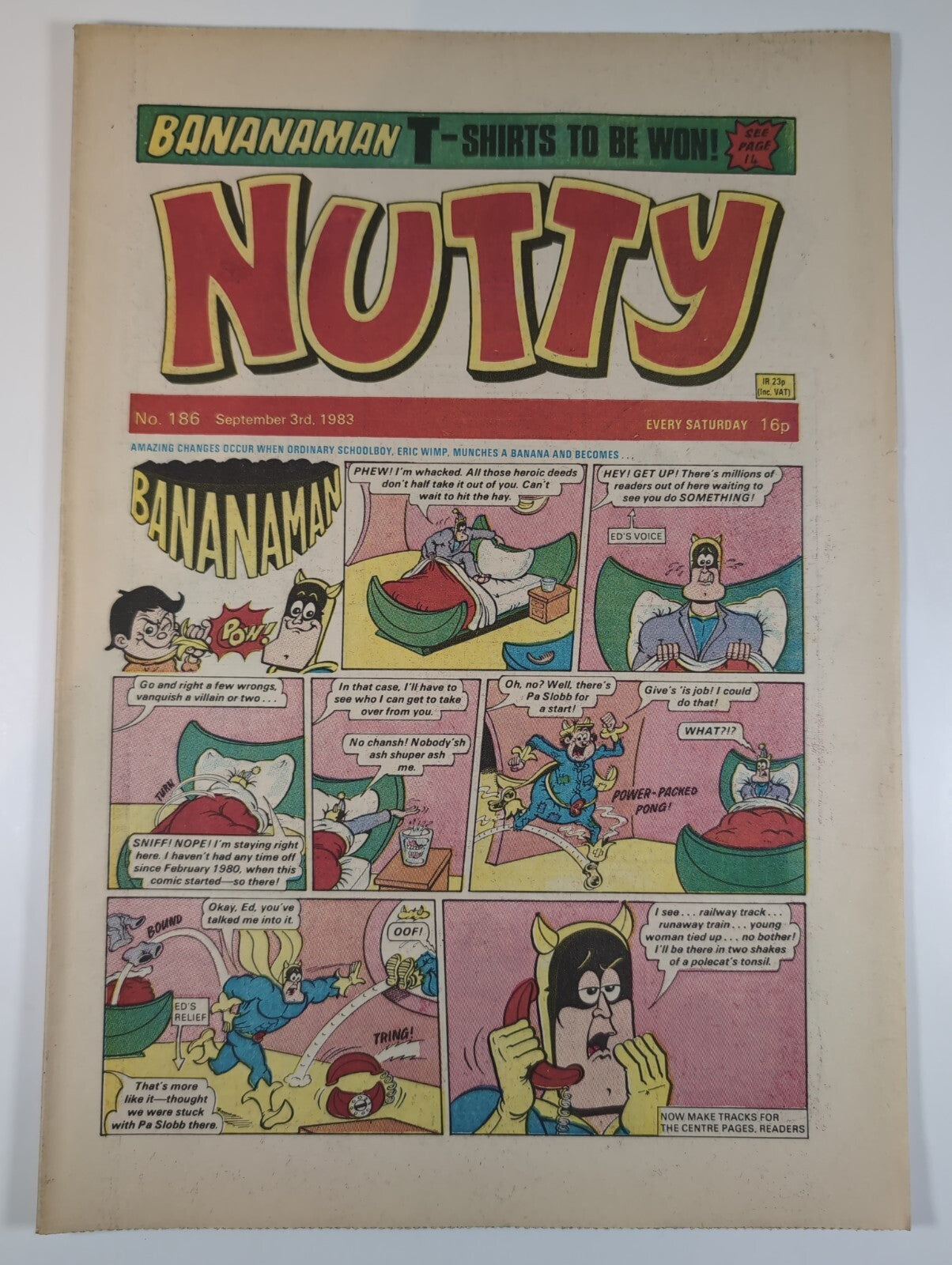 Nutty Comic Featuring Bananaman Issue No. 186 Sept 3rd 1983 Vintage Retro Comic