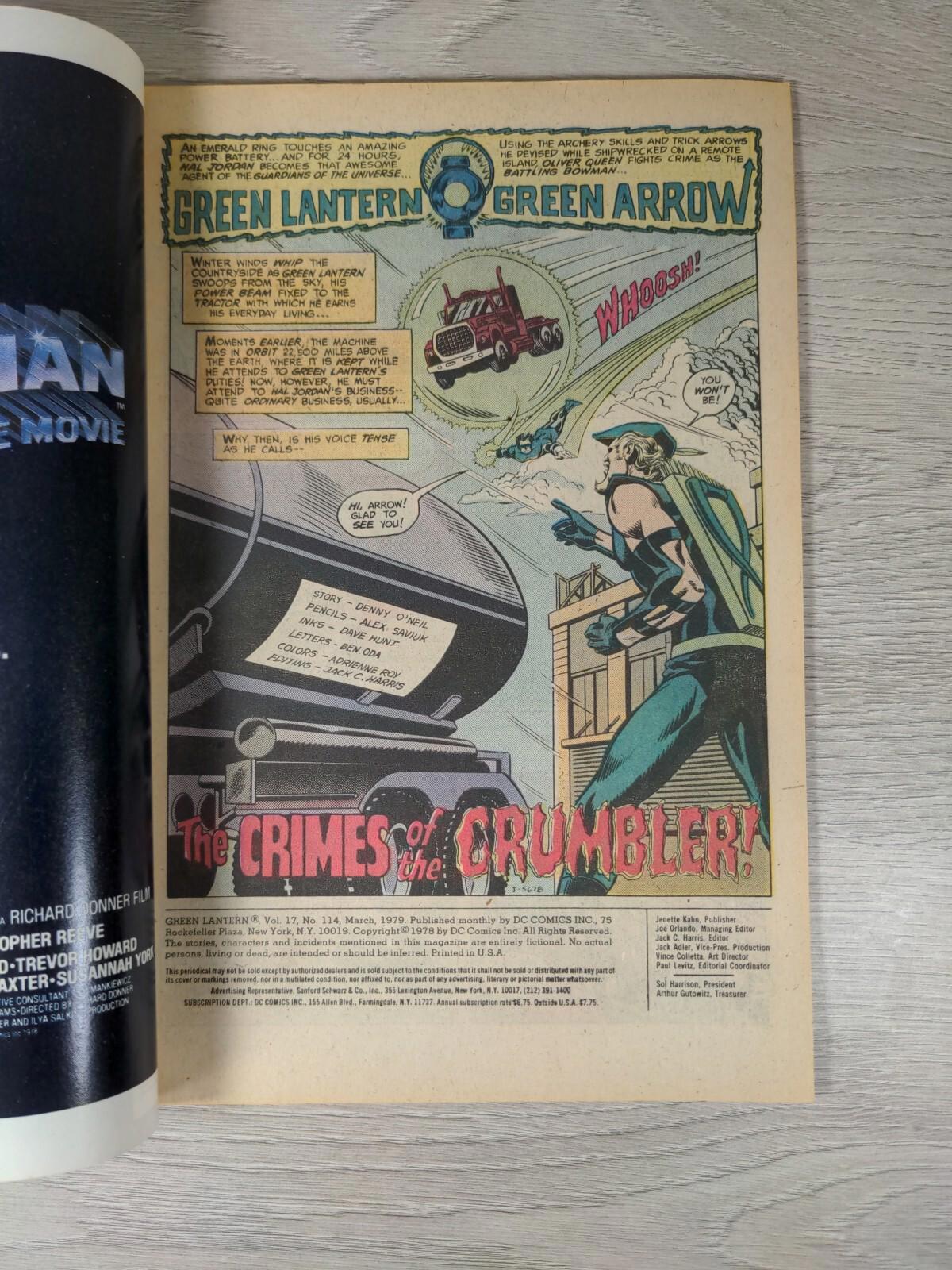 DC Comics Green Lantern # 114 March 1979 Co-Staring Green Arrow - Vintage Comic