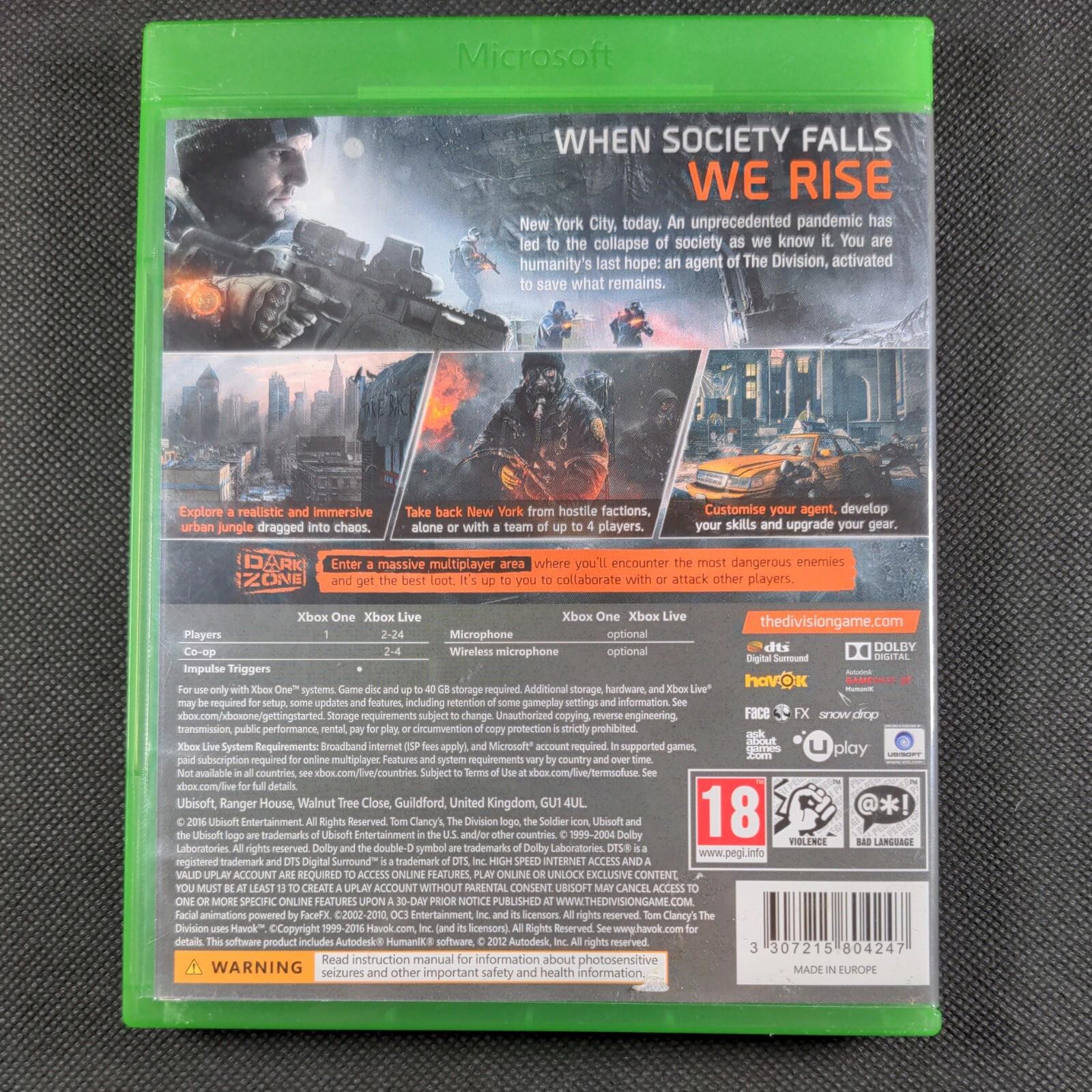 Tom Clancy's The Division Microsoft Xbox One (2016) Age 18+ - Retrorama UK