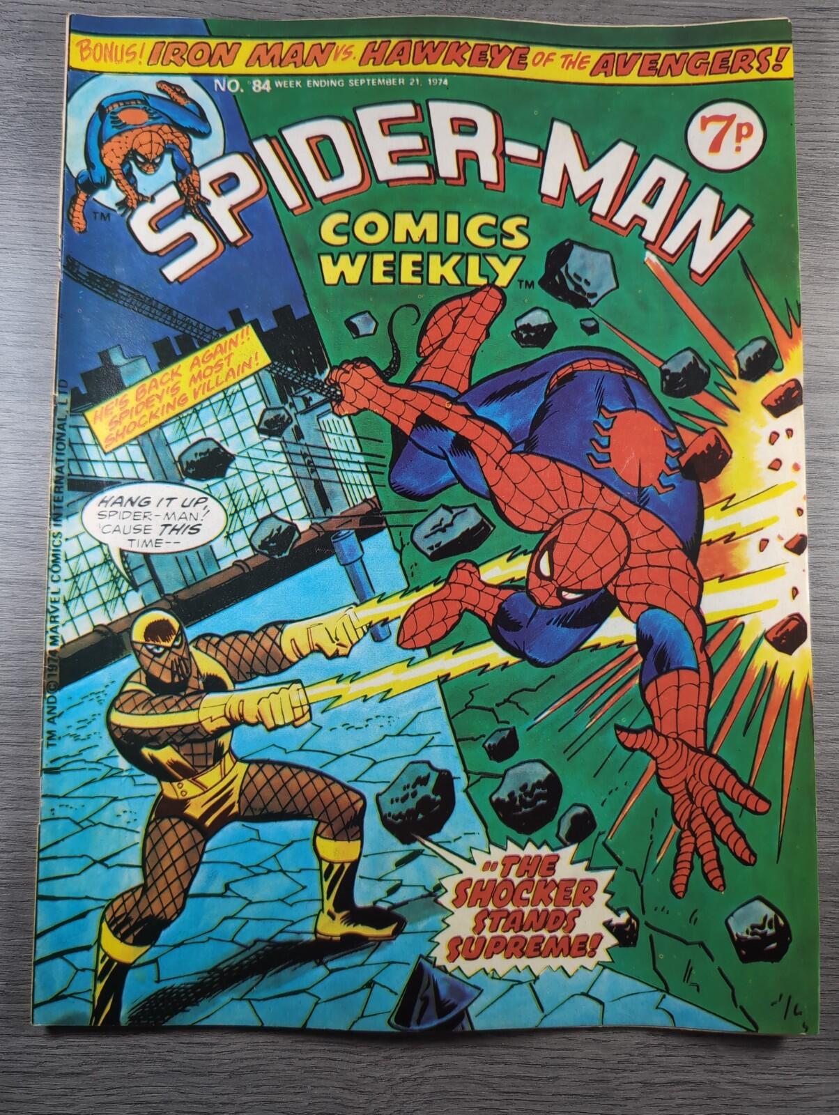 Spider-Man Comics Weekly No84 Marvel Comics UK 21st September 1974 Vintage Comic
