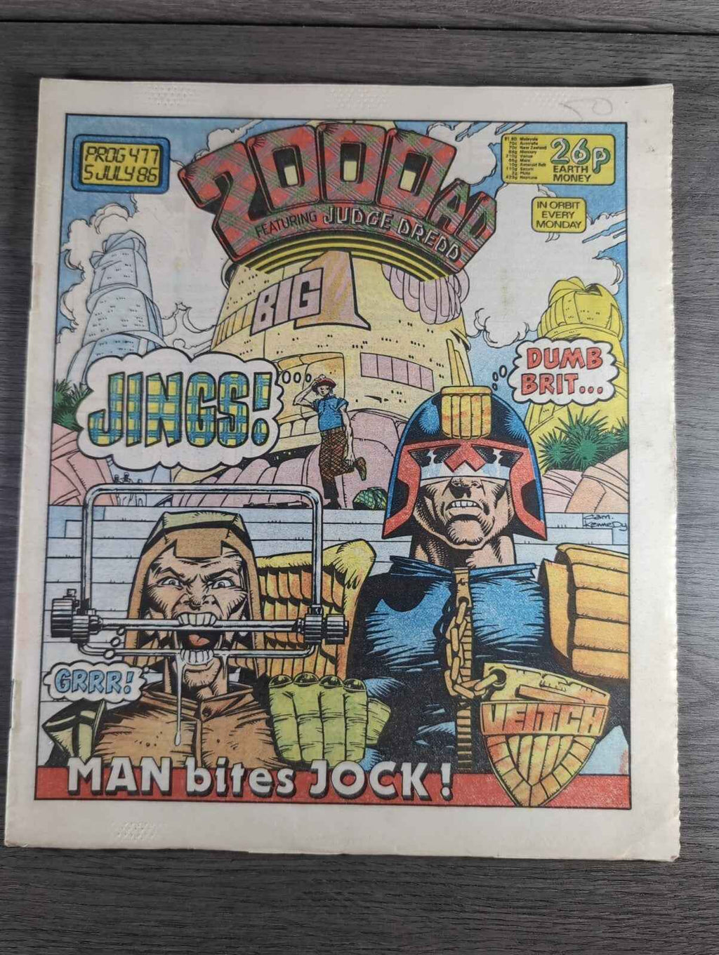 2000AD Prog 477 Featuring Juddge Dread Comic Date 5th July 1986 Vintage Comics