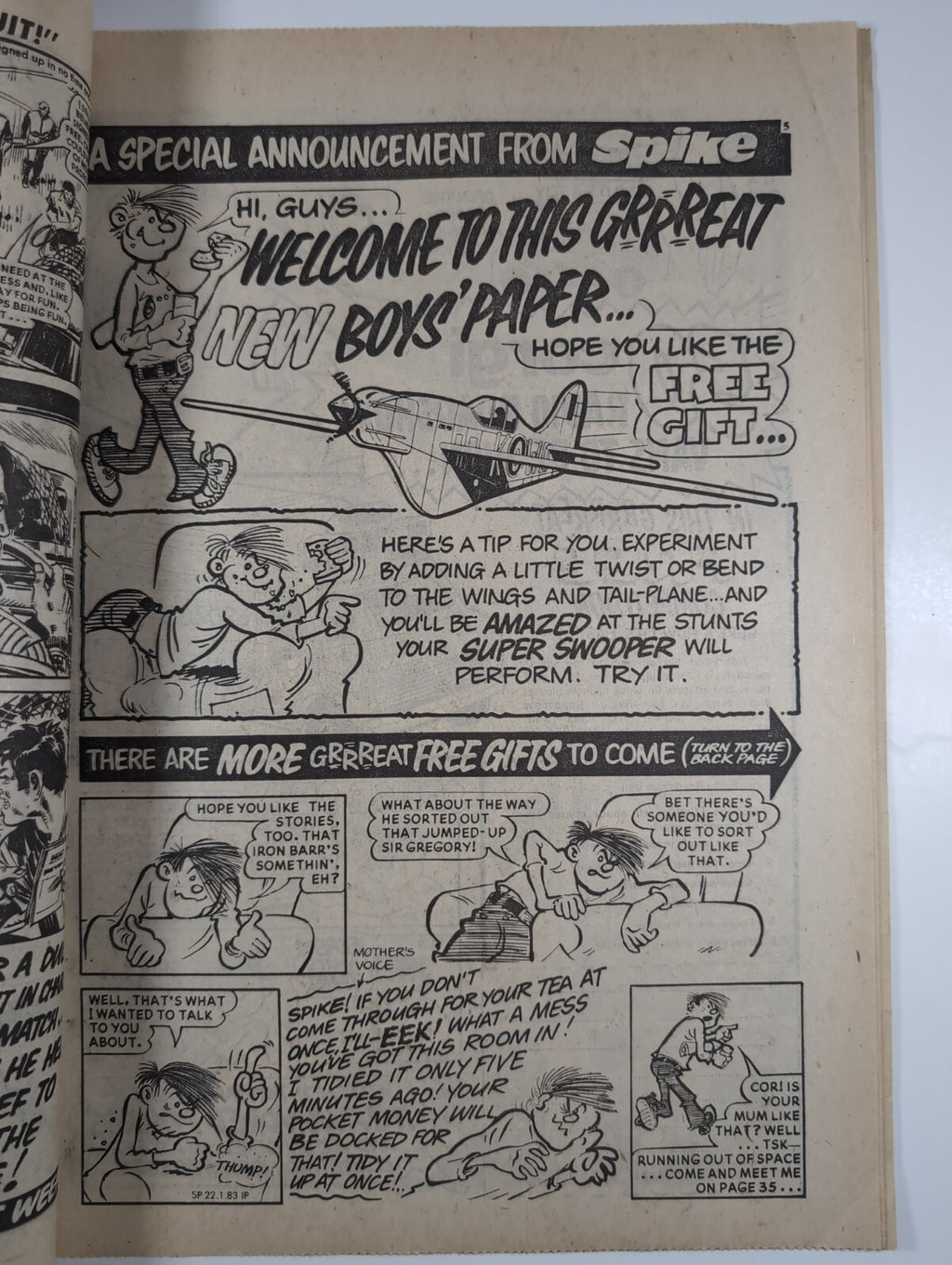 Spike Comic Issue 1  D.C Thomson Vintage  Comic Jan 22nd 1983