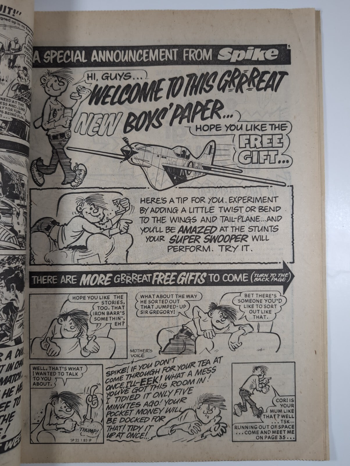 Spike Comic Issue 1  D.C Thomson Vintage  Comic Jan 22nd 1983
